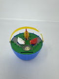 Vintage Hong Kong Plastic Pecking Chickens Coin Bank Toy 1960s Retro Blue