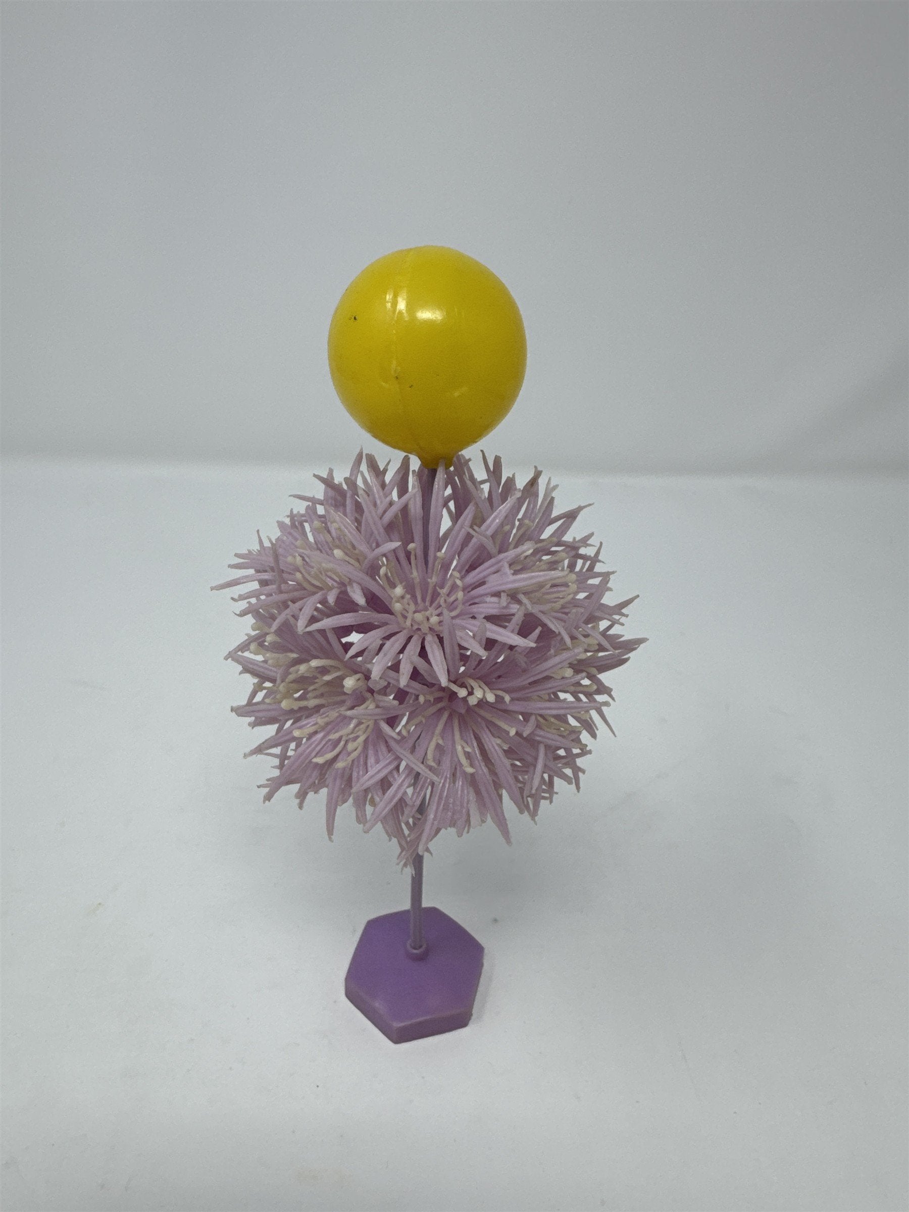 Vintage Hong Kong Plastic Duck on Purple Flowers Toy Easter Decor Kitsch