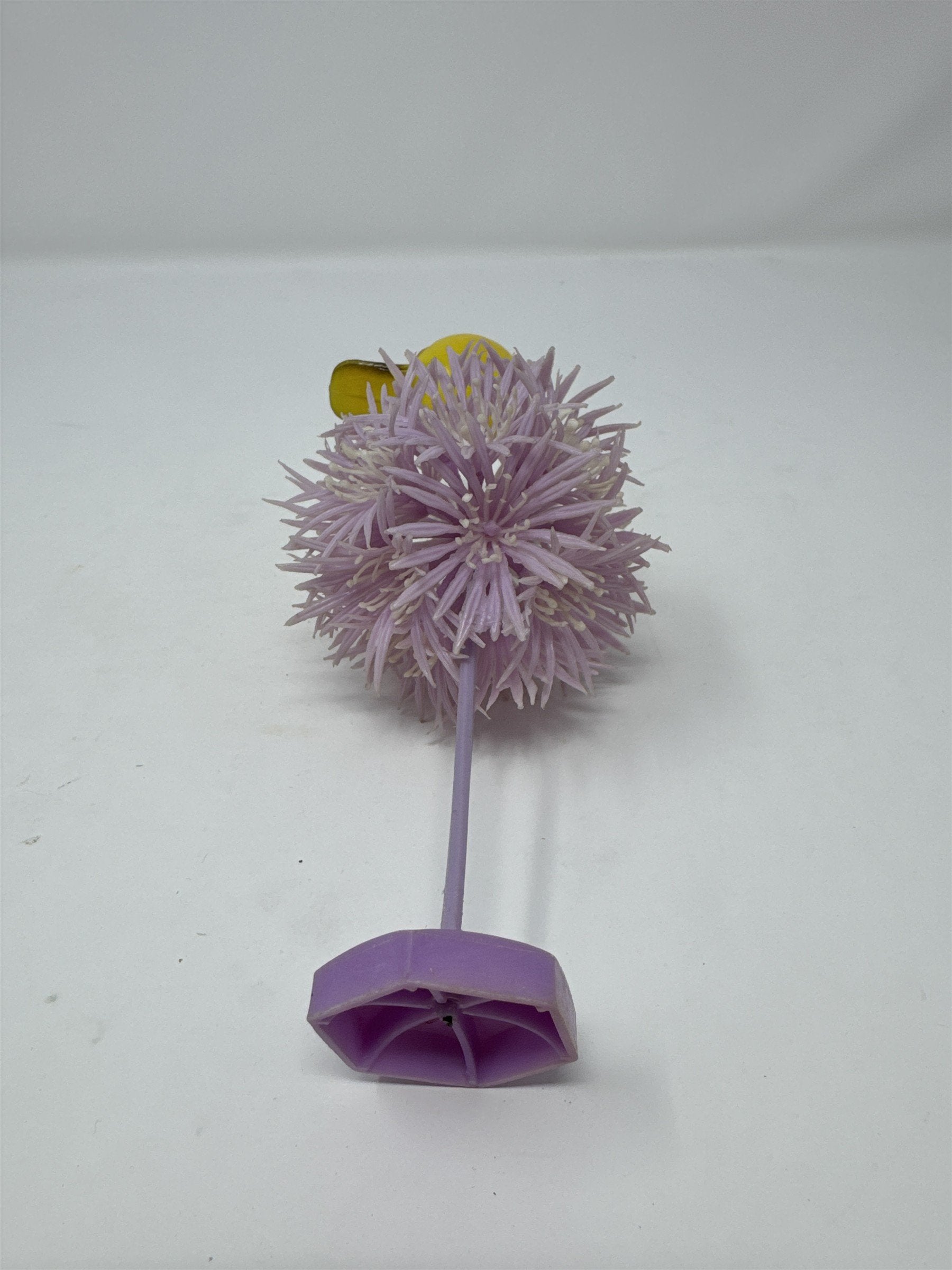 Vintage Hong Kong Plastic Duck on Purple Flowers Toy Easter Decor Kitsch