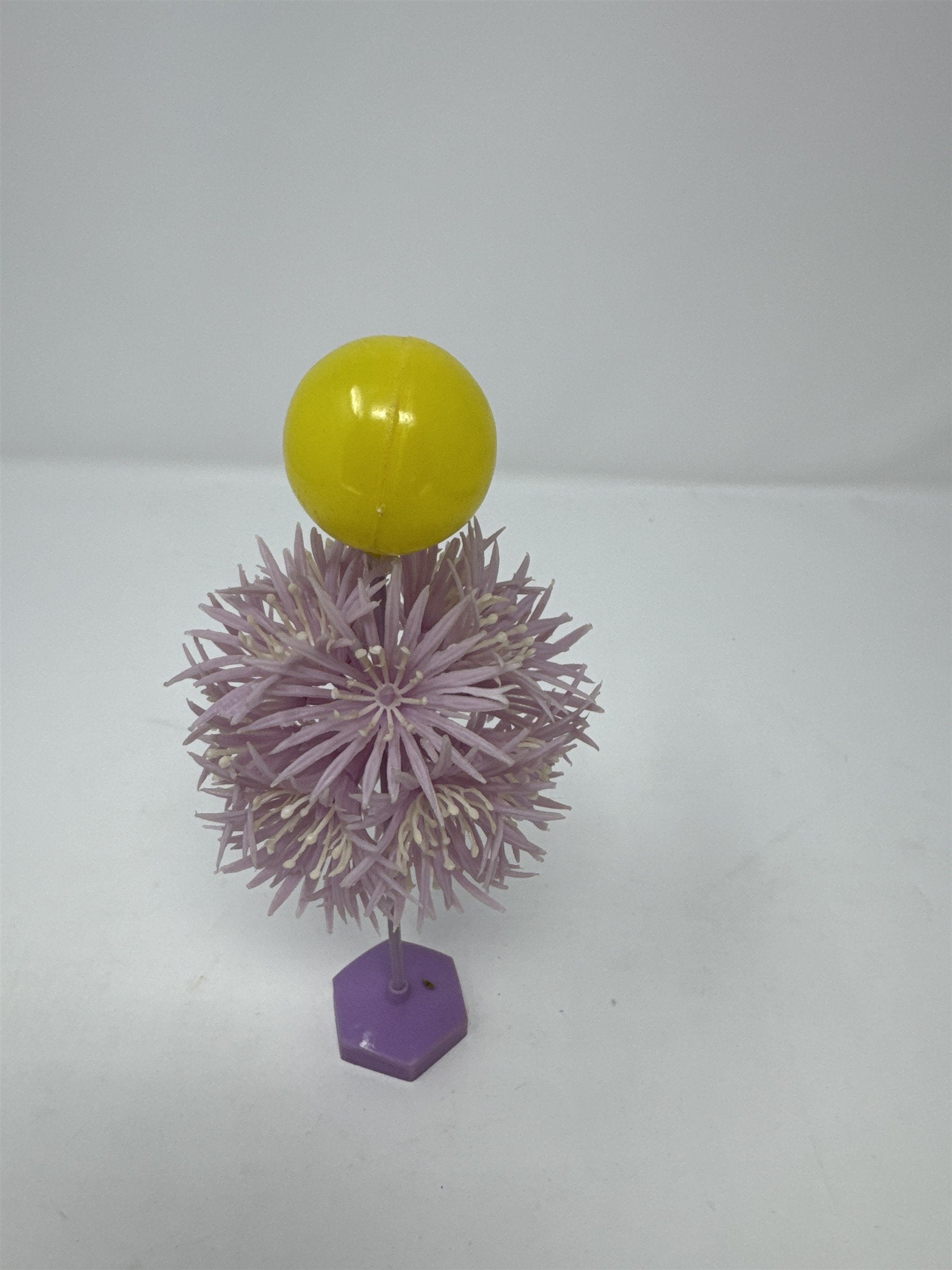 Vintage Hong Kong Plastic Duck on Purple Flowers Toy Kitsch Easter Decor