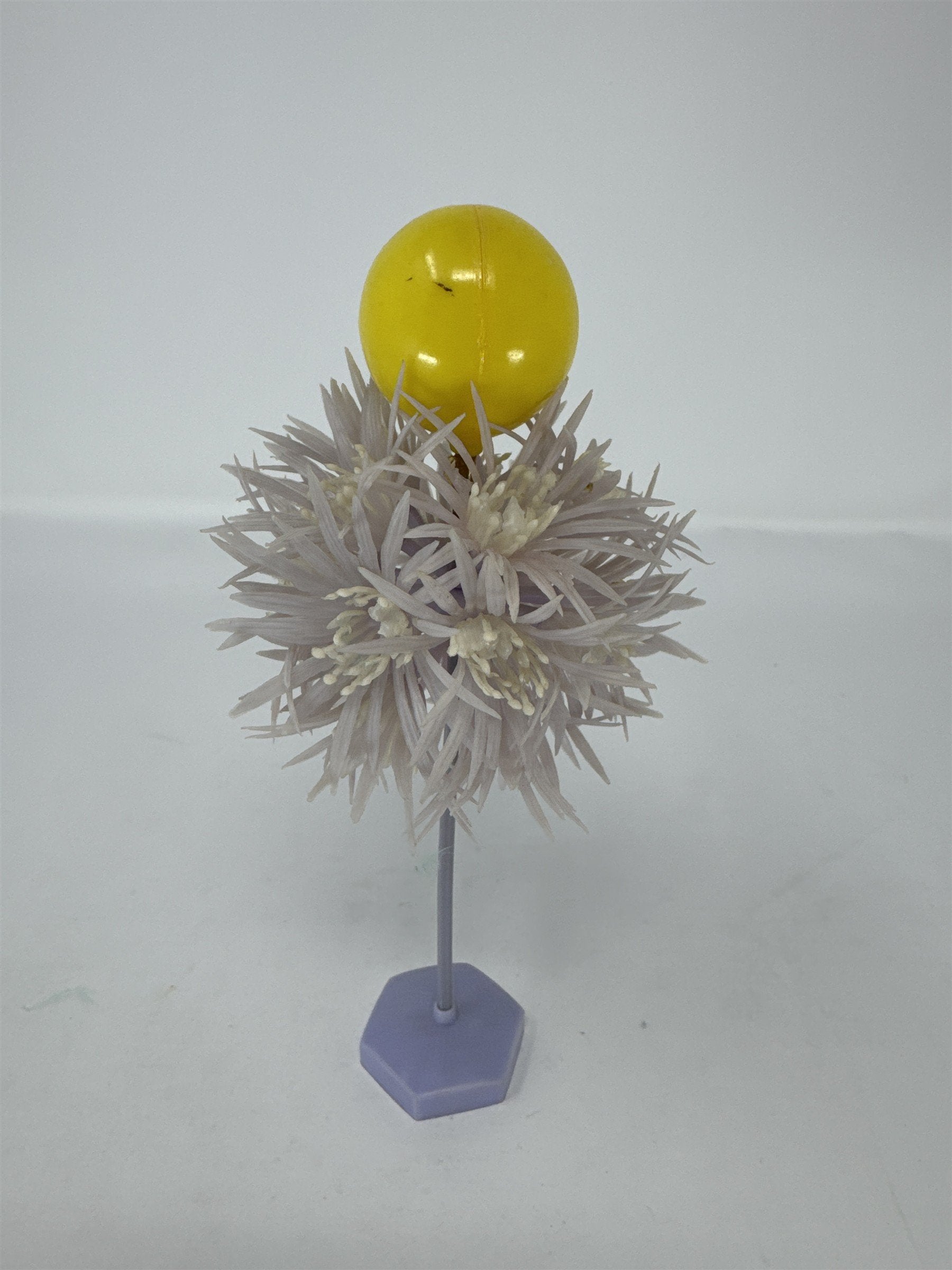 Vintage Hong Kong Plastic Duck on Purple Flowers Kitsch Toy Easter Decor