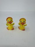 Set 2 Vintage Hong Kong Blow Mold Ducks Big Eye Yellow Kitsch Easter Toy