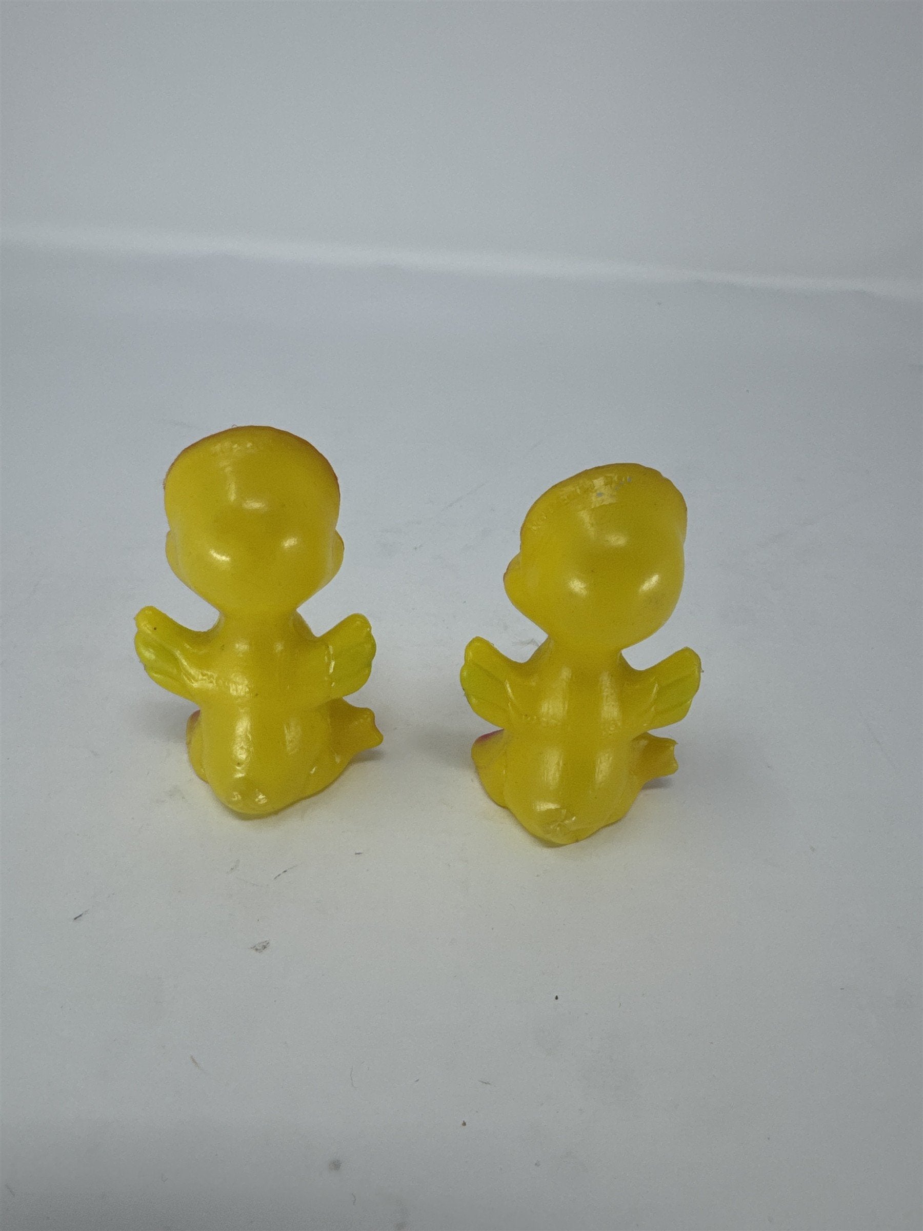 Set 2 Vintage Hong Kong Blow Mold Ducks Big Eye Yellow Kitsch Easter Toy