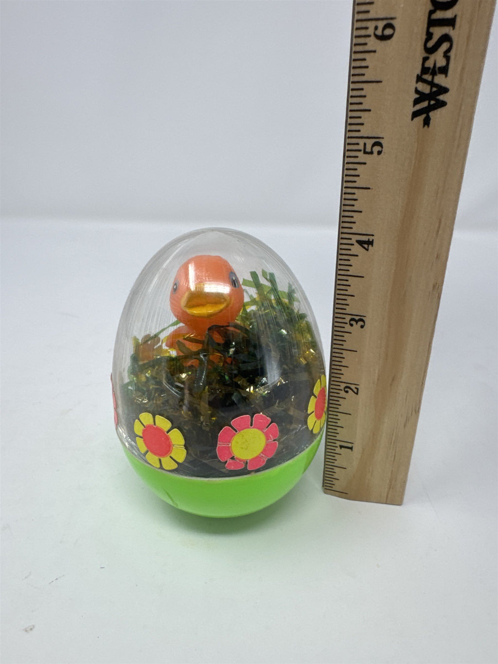 Vintage Easter Unlimited Duck in Egg Diorama Hong Kong Plastic Retro Toy 3"