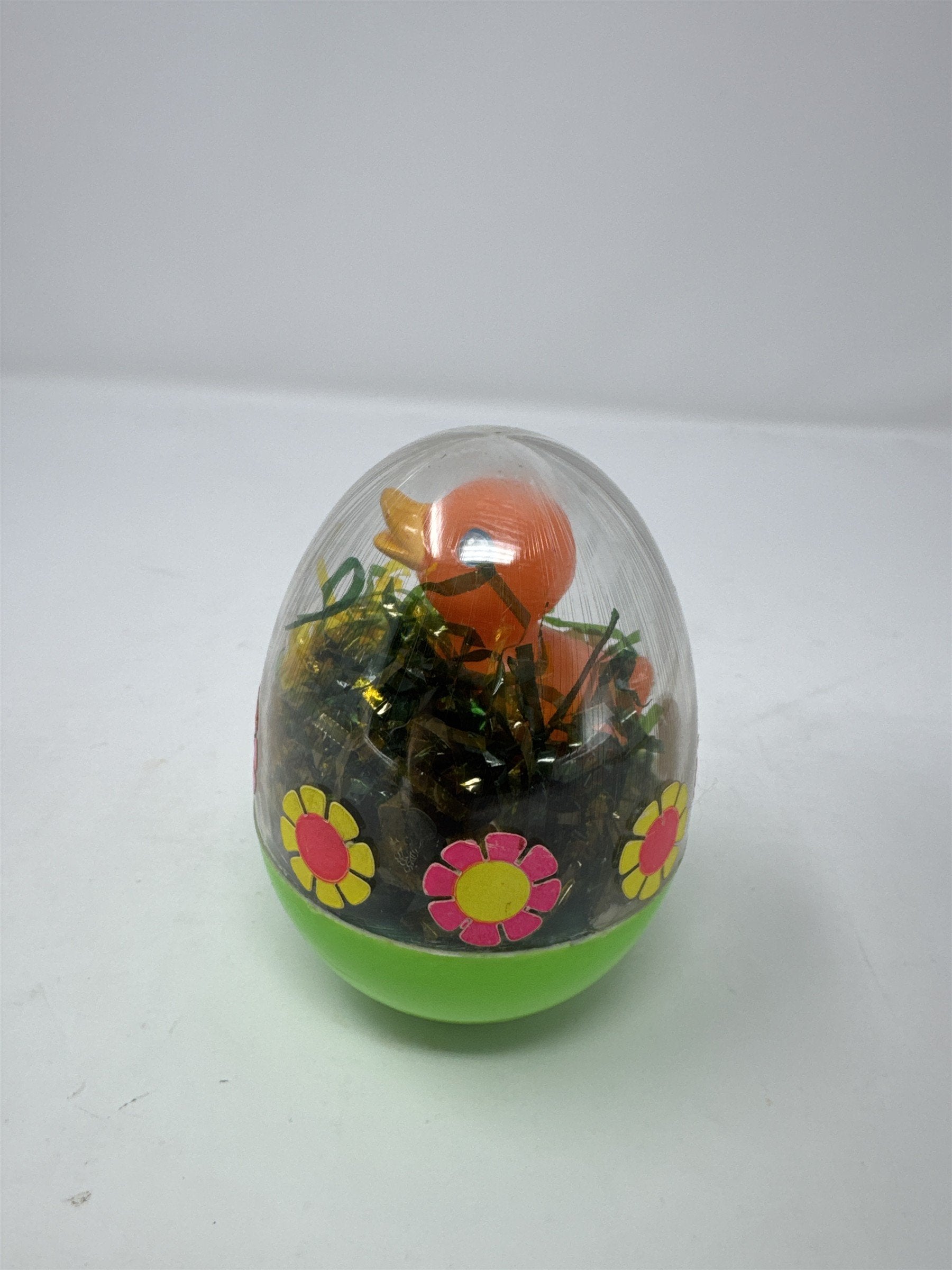 Vintage Easter Unlimited Duck in Egg Diorama Hong Kong Plastic Retro Toy 3"