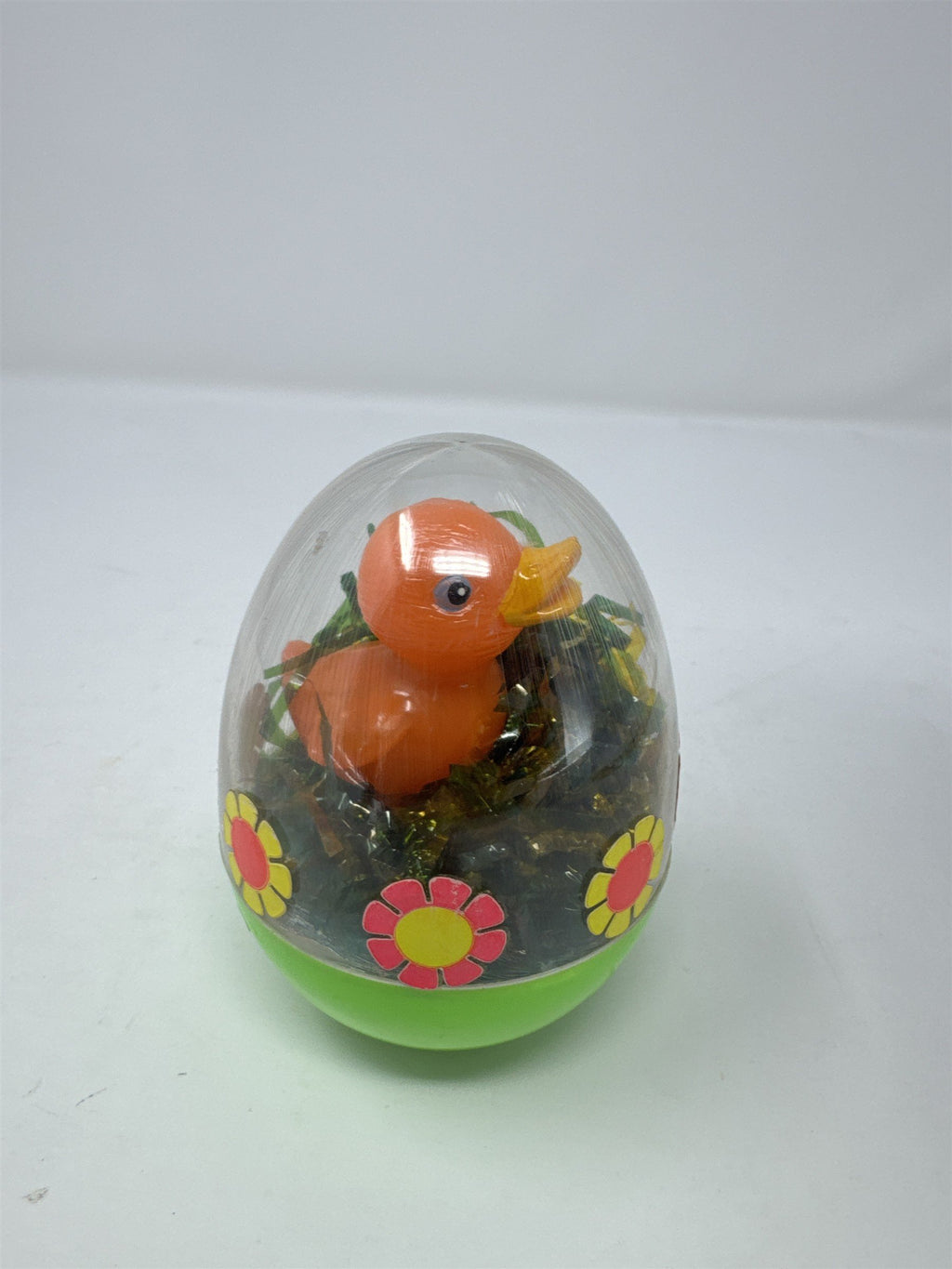 Vintage Easter Unlimited Duck in Egg Diorama Hong Kong Plastic Retro Toy 3"