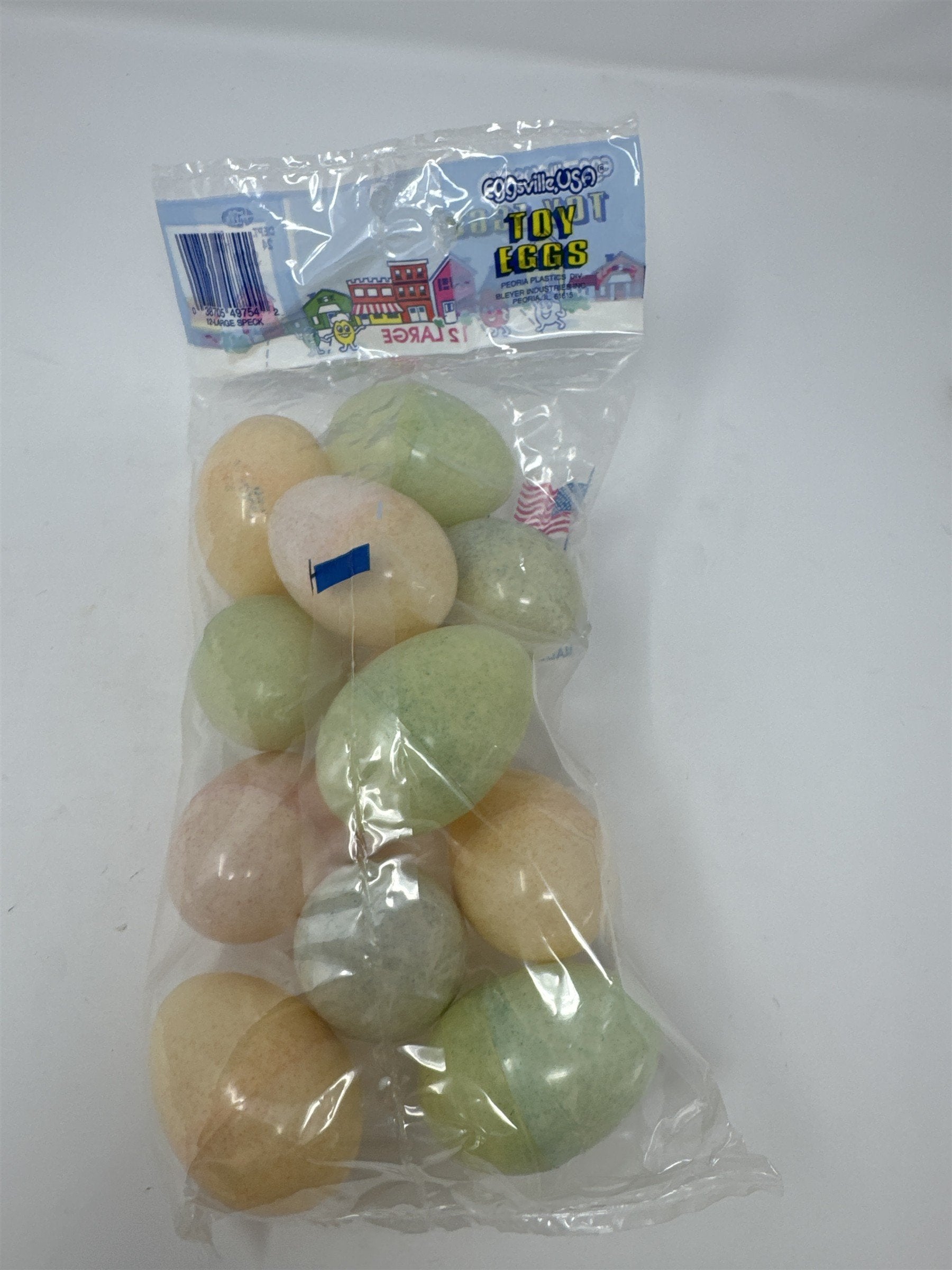 Vintage USA Eggsville Plastic Speckled Easter Eggs Set 12 Pastel Mottle Decor