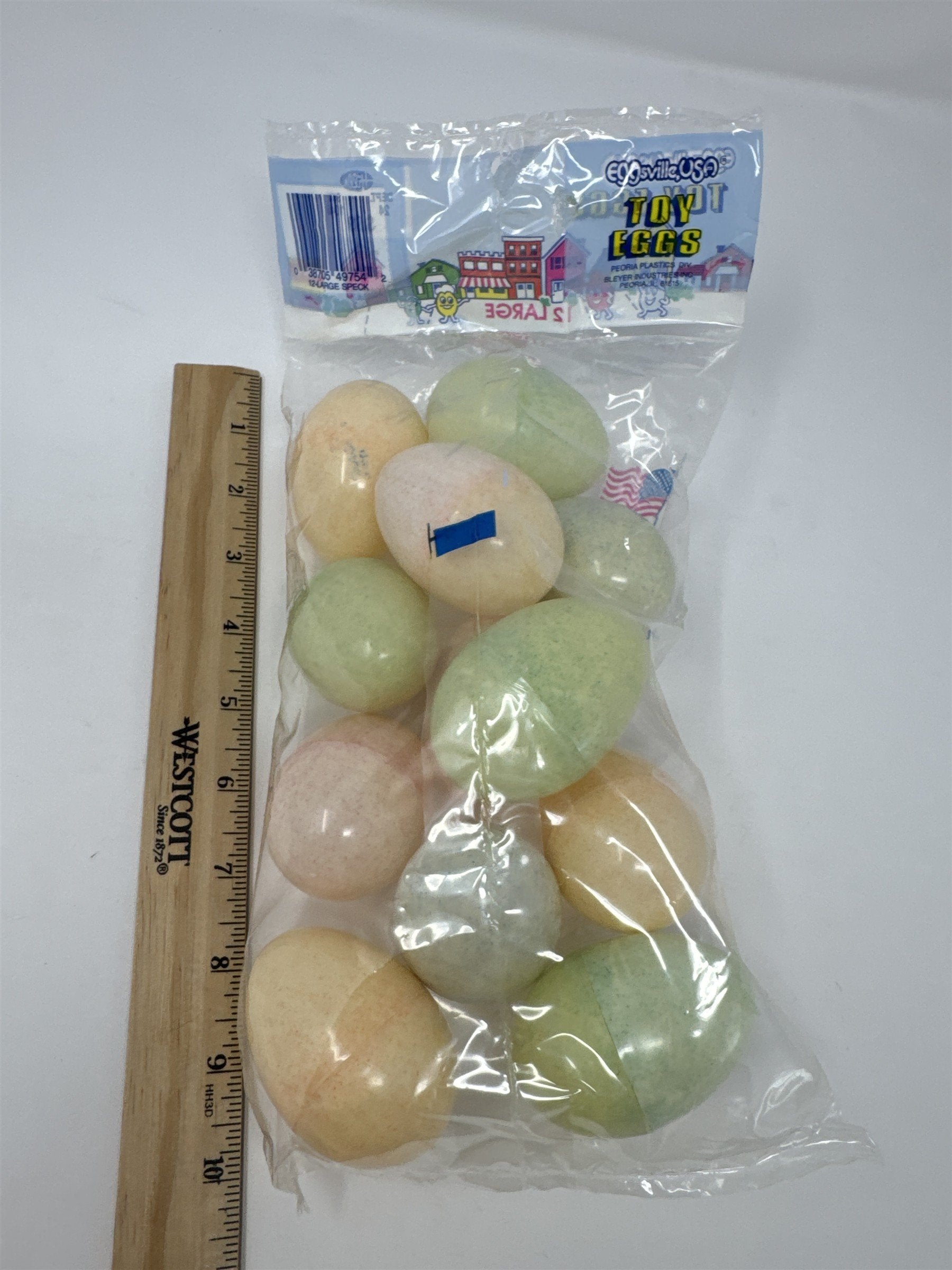 Vintage USA Eggsville Plastic Speckled Easter Eggs Set 12 Pastel Mottle Decor