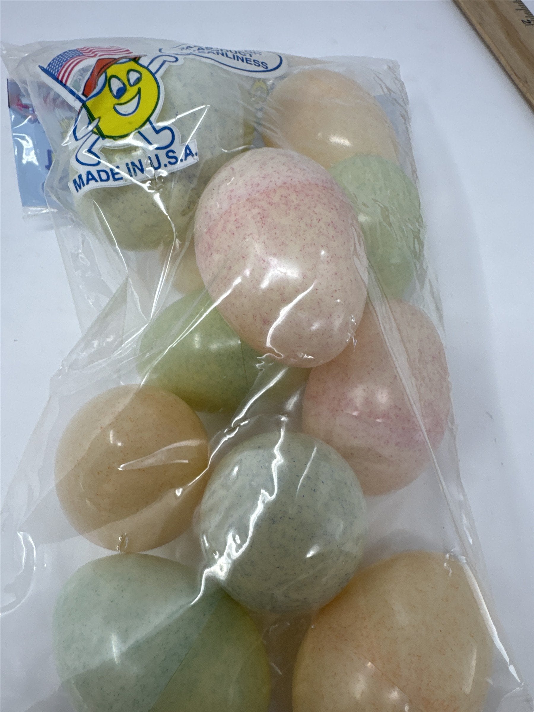 Vintage USA Eggsville Plastic Speckled Easter Eggs Set 12 Pastel Mottle Decor