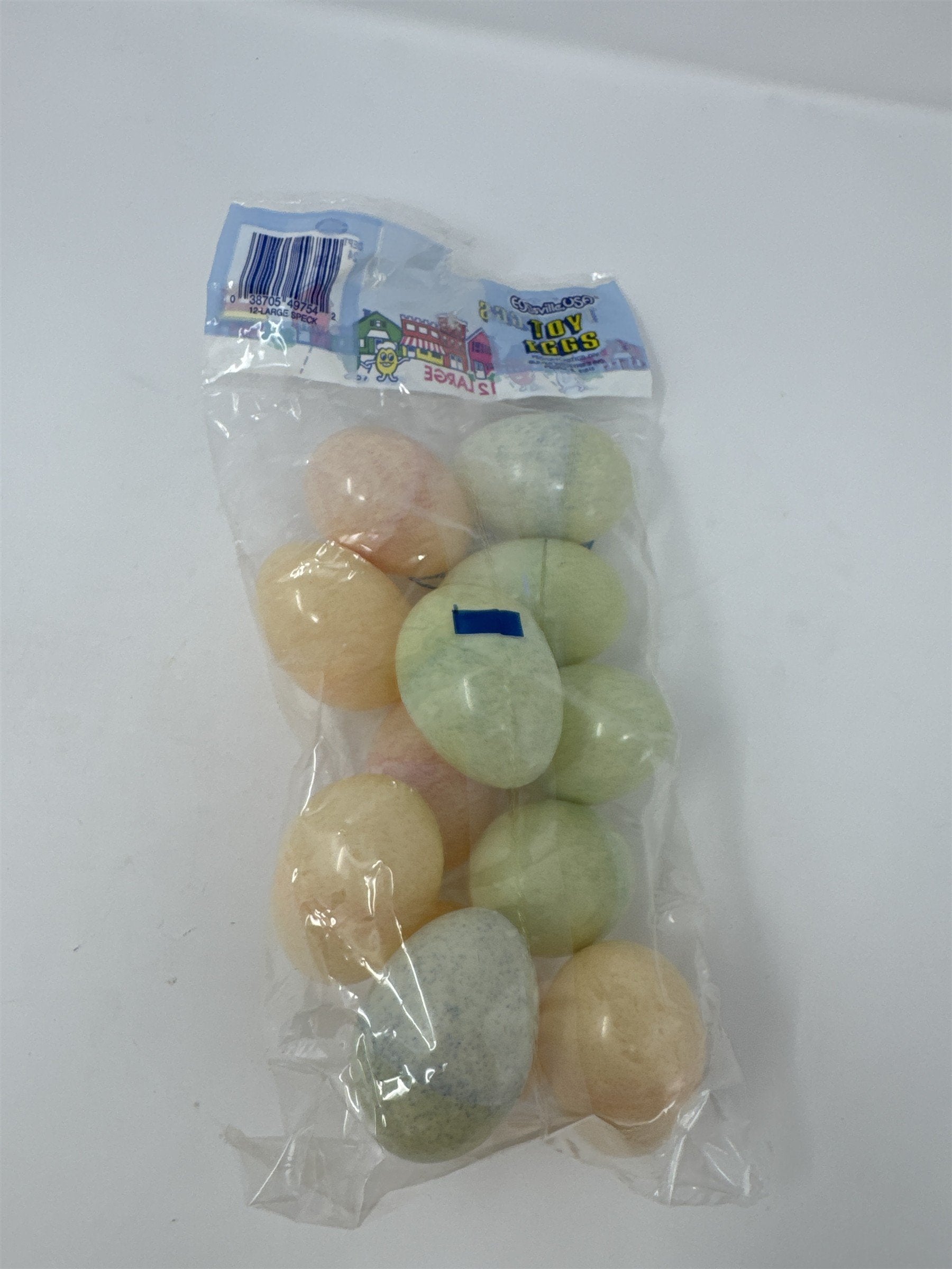 Vintage Eggsville USA Plastic Speckled Easter Eggs Set 12 Pastel Mottle Decor