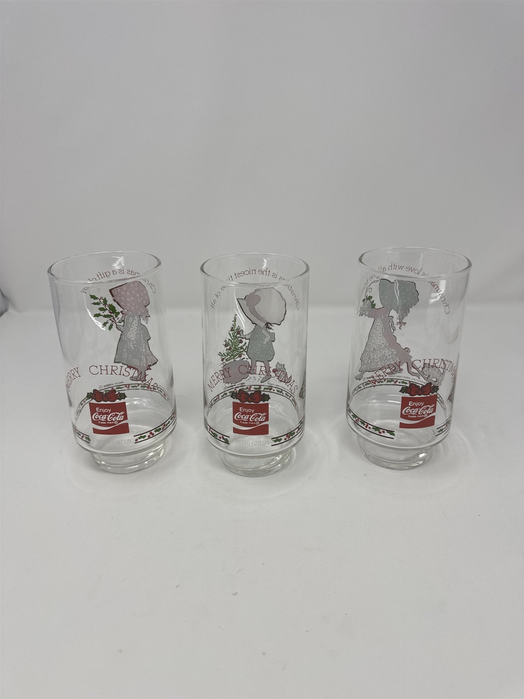 Set of 3 Vintage Holly Hobbie Coca Cola Glasses 1970s American Greetings Corp