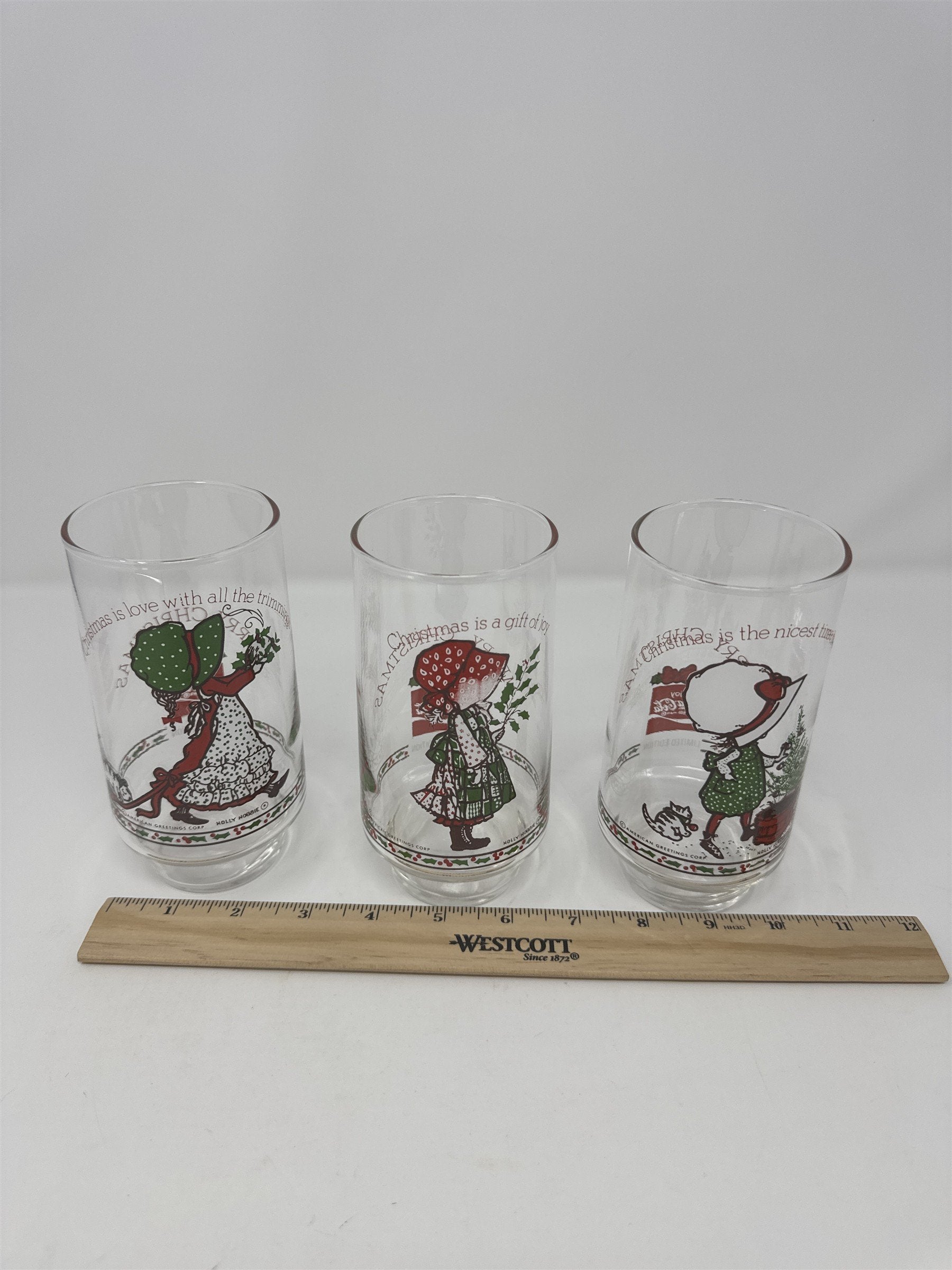 Set of 3 Vintage Holly Hobbie Coca Cola Glasses 1970s American Greetings Corp.
