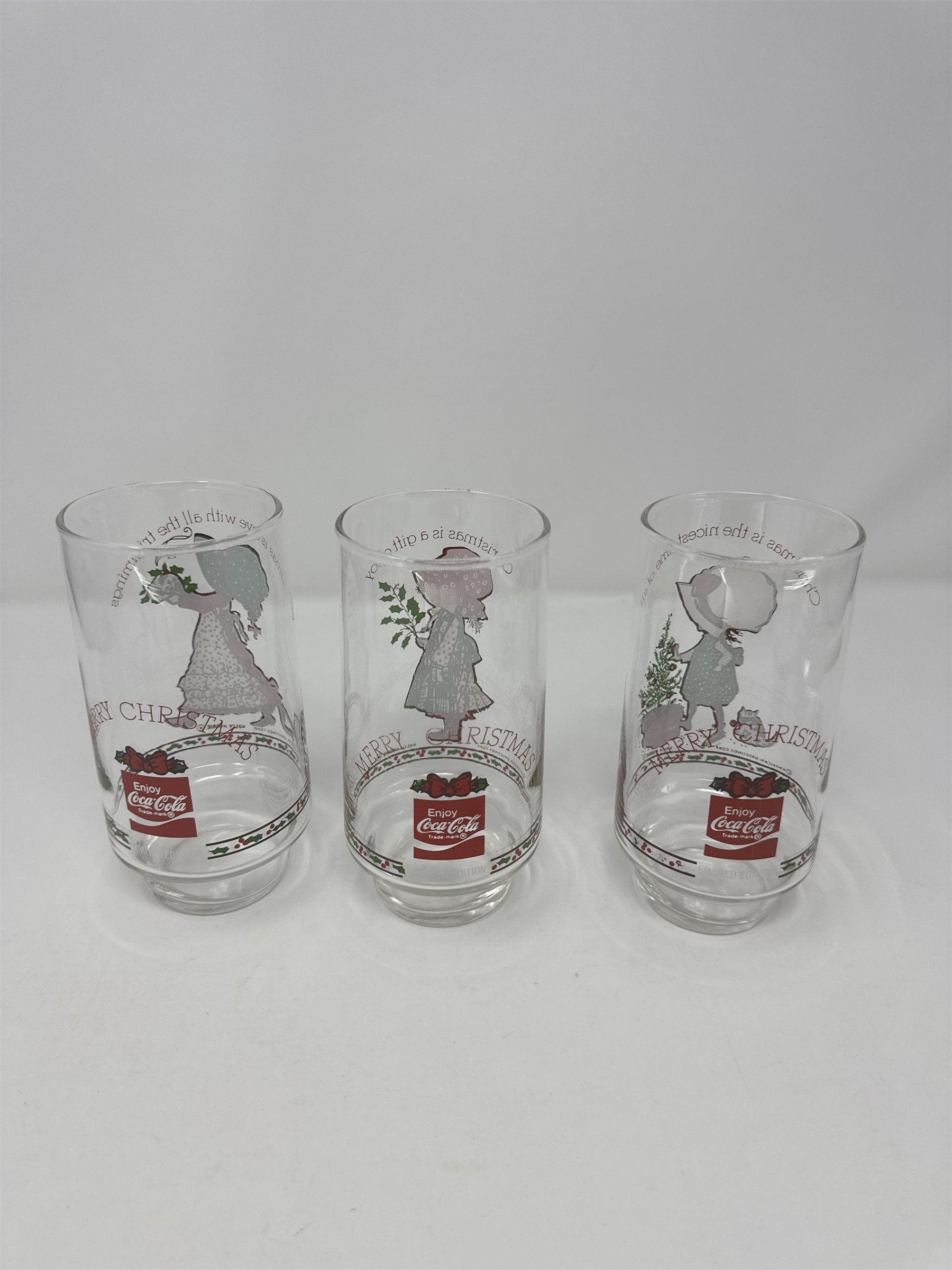 Set of 3 Vintage Holly Hobbie Coca Cola Glasses 1970s American Greetings Corp.