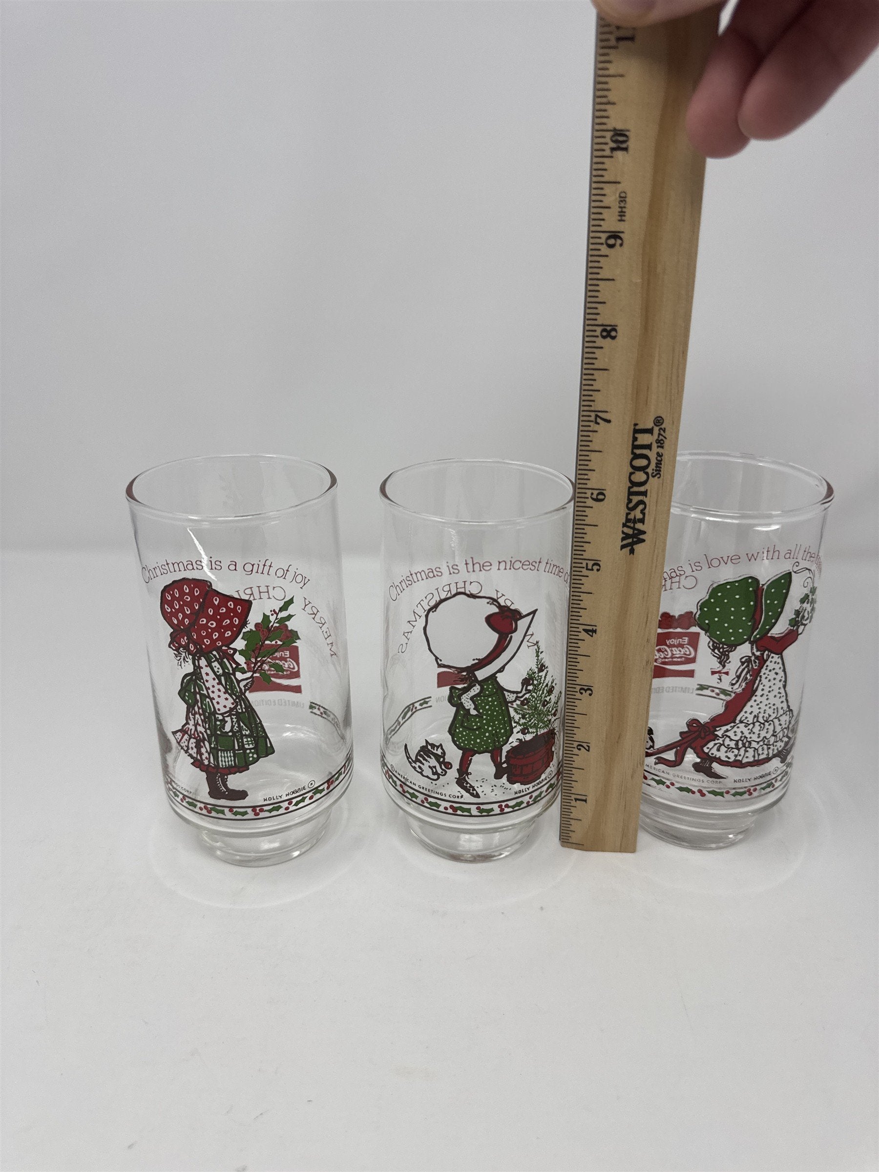 Set of 3 Vintage Holly Hobbie Coca Cola Glasses 1970s American Greetings Corp.