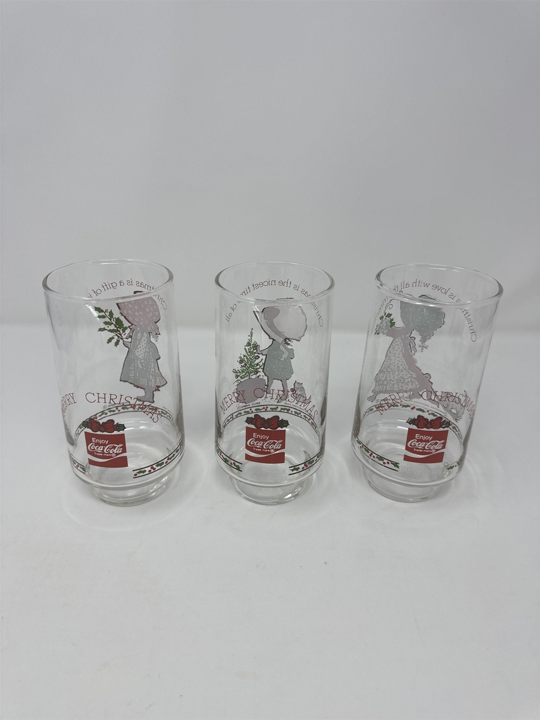 Set of 3 Vintage Holly Hobbie Coca Cola Glasses 1970s American Greetings Corp.