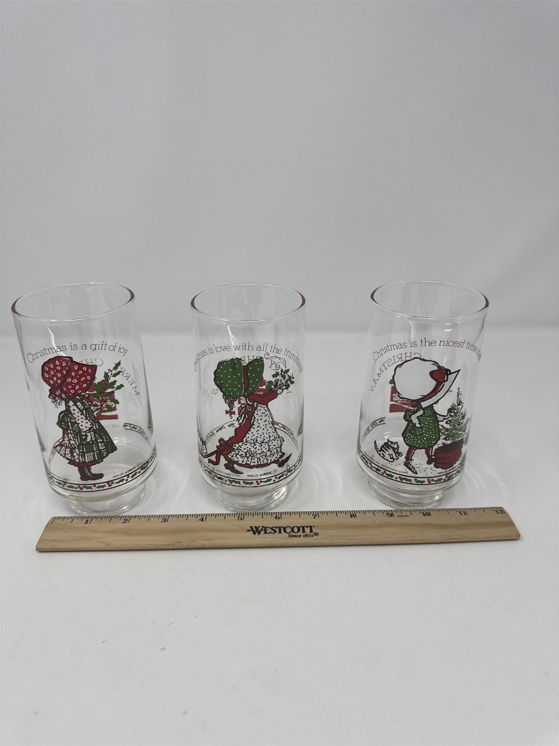 Set of 3 Vintage Holly Hobbie Coca Cola Glasses 1970s American Greetings Corp.