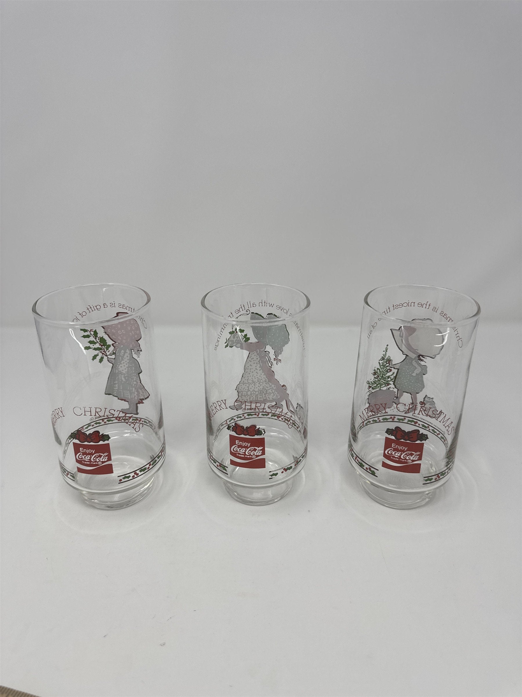 Set of 3 Vintage Holly Hobbie Coca Cola Glasses 1970s American Greetings Corp.