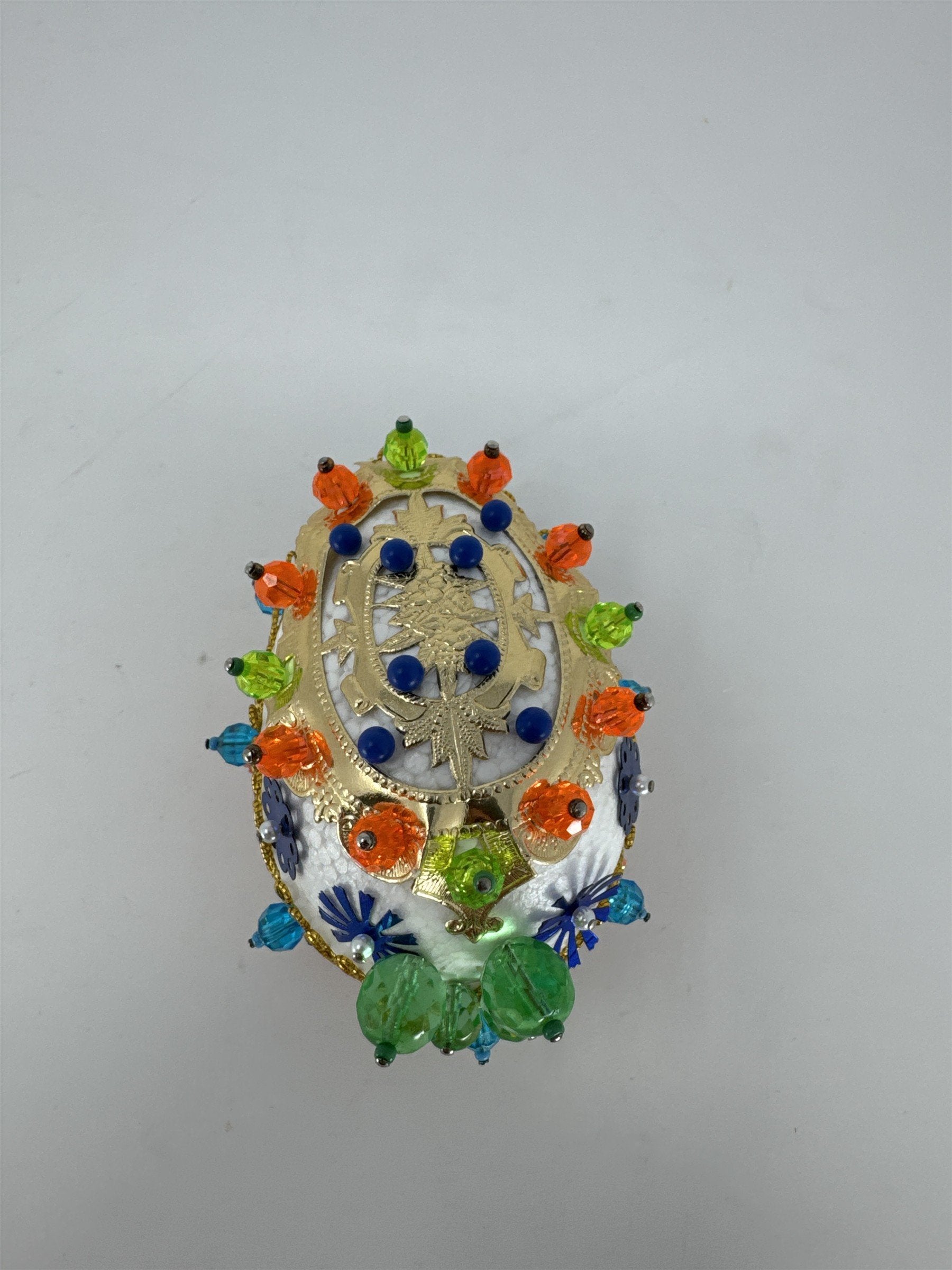 Vintage Sequined Styrofoam Easter Egg Diorama Bunny Handmade Push Pin Craft