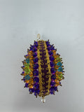 Vintage Handmade Sequined Easter Egg Diorama Beaded Push Pin Craft Purple