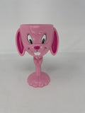 Vintage Easter Bunny Chalice Cup Hard Plastic Goblet Yellow Pink Floral 7"