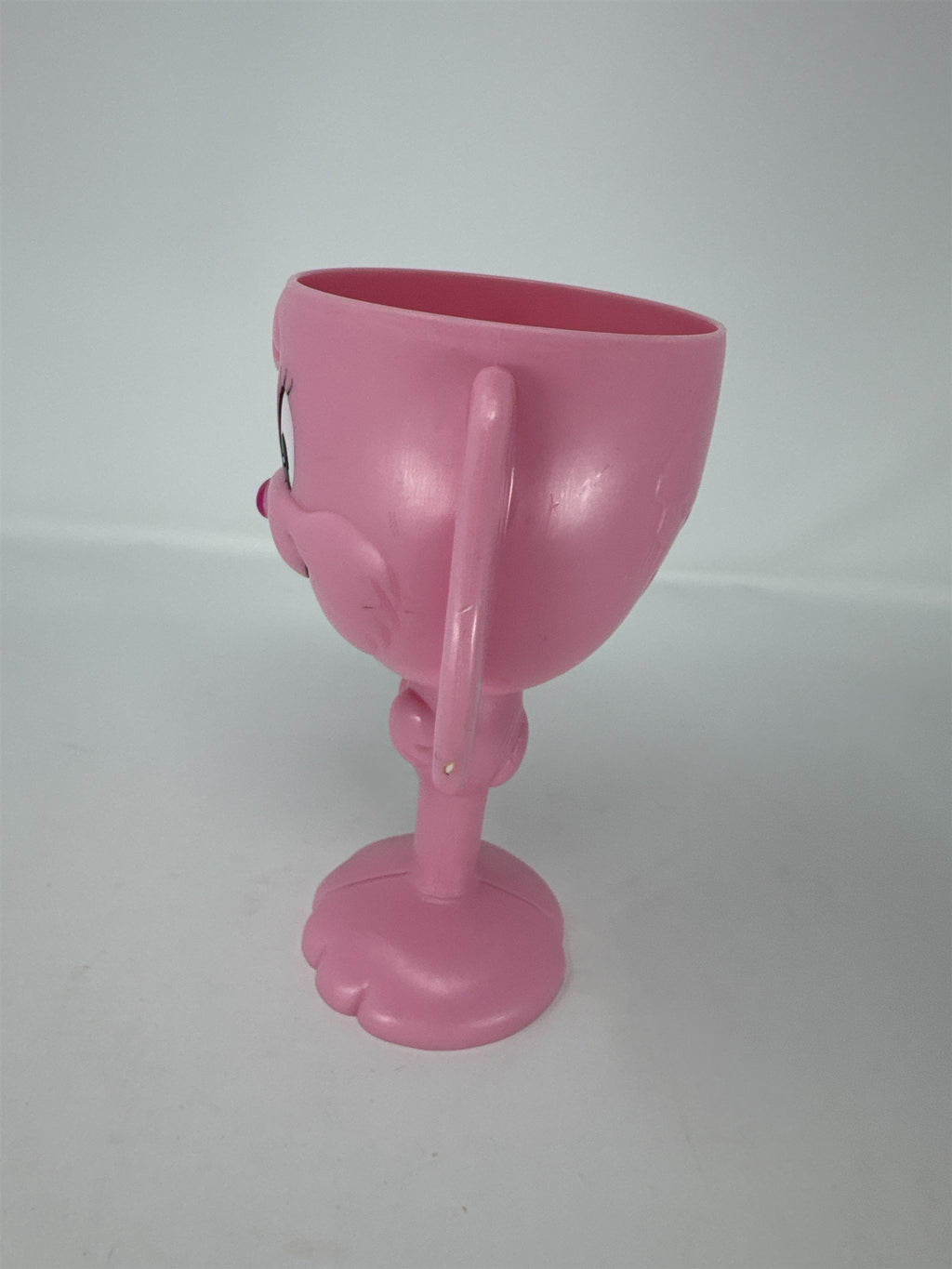 Vintage Easter Bunny Chalice Cup Hard Plastic Goblet Yellow Pink Floral 7"
