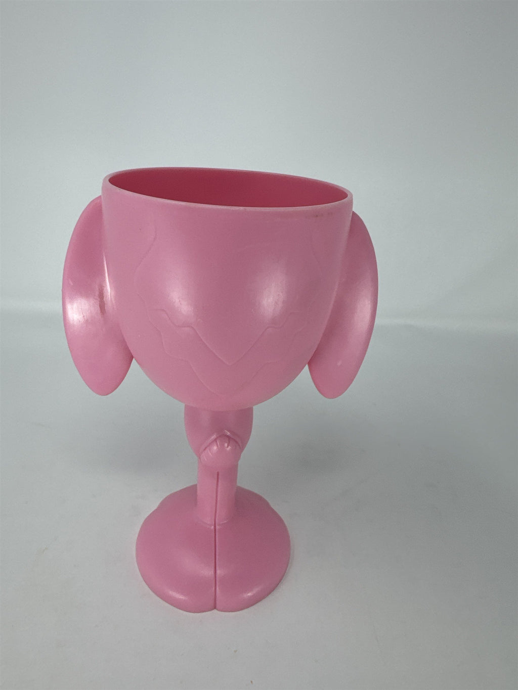 Vintage Easter Bunny Chalice Cup Hard Plastic Goblet Yellow Pink Floral 7"