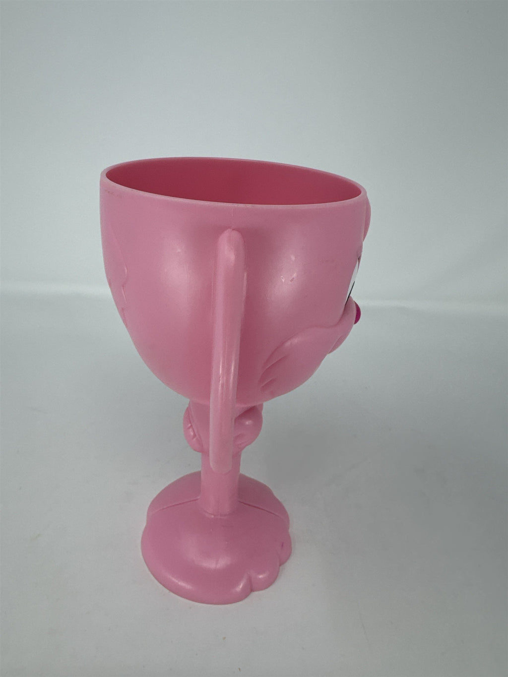 Vintage Easter Bunny Chalice Cup Hard Plastic Goblet Yellow Pink Floral 7"
