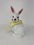 Vintage Easter Bunny Blow Mold Candy Container Big Eye Yellow Tie Plastic