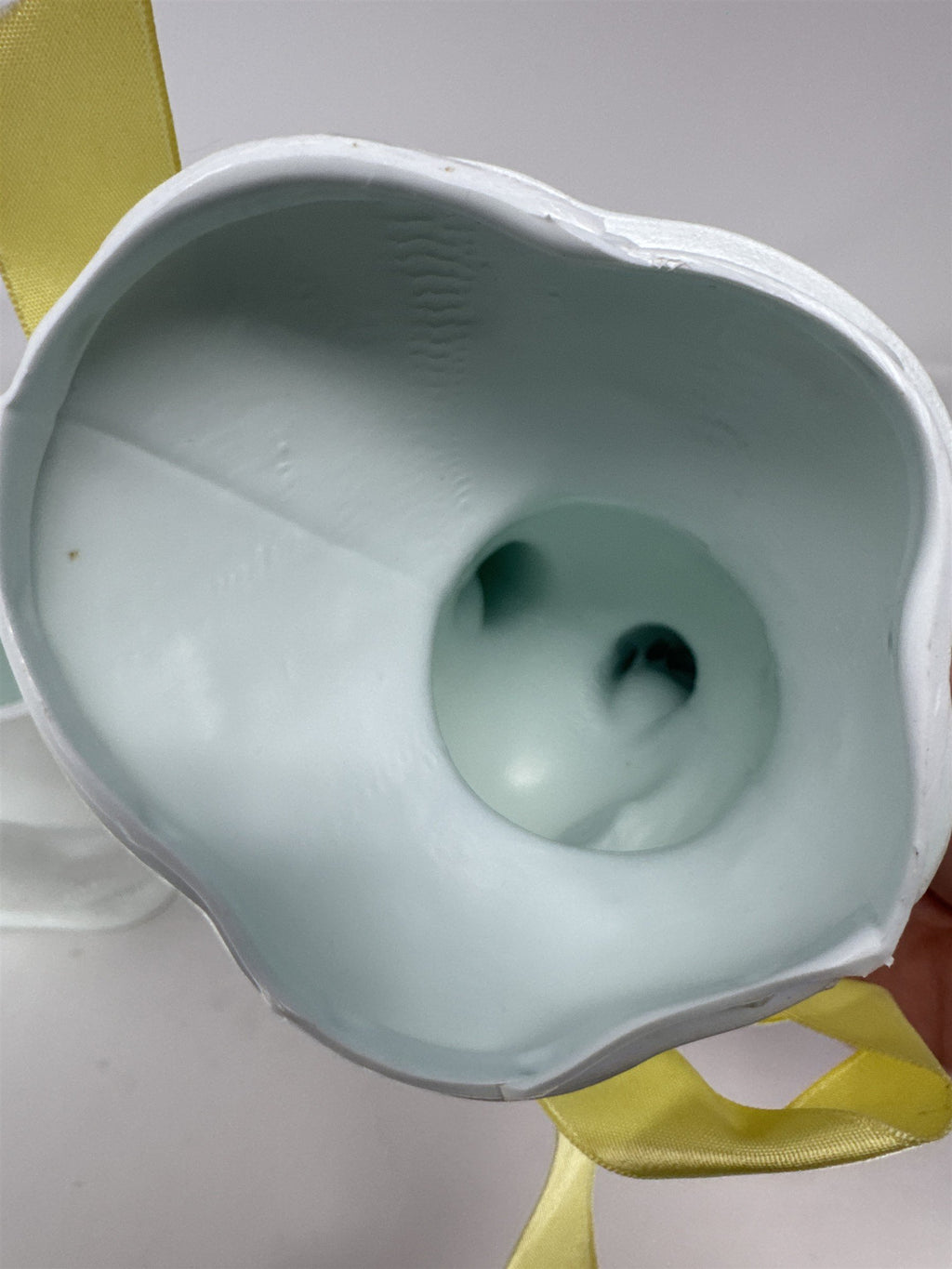 Vintage Easter Bunny Blow Mold Candy Container Big Eye Yellow Tie Plastic