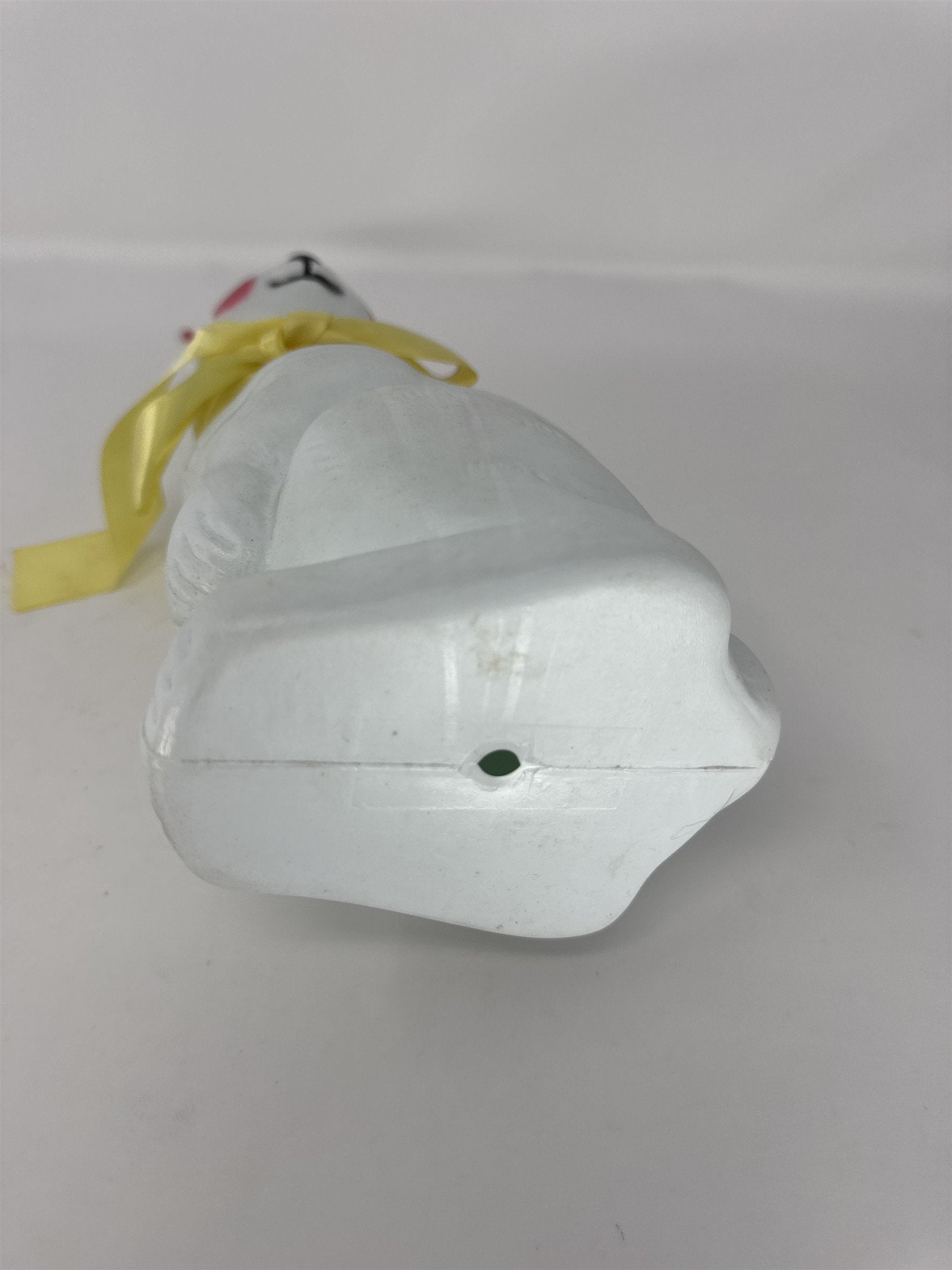 Vintage Easter Bunny Blow Mold Candy Container Big Eye Yellow Tie Plastic