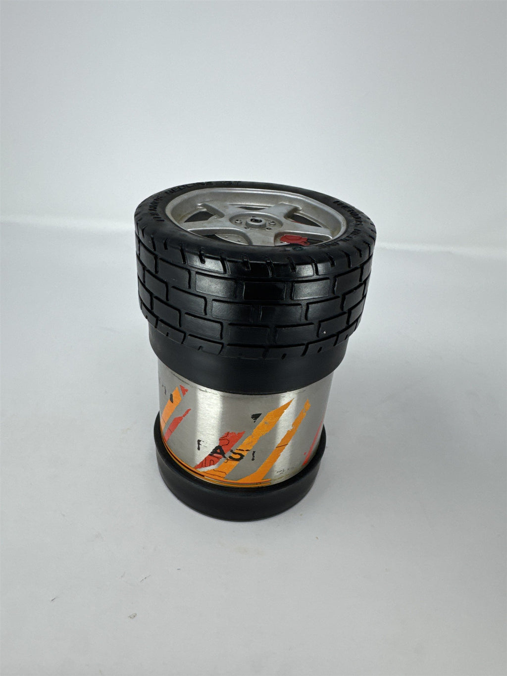 Vintage Thermos Redline GT MPH FAST Stainless Steel Food Jar Tire Top Lid