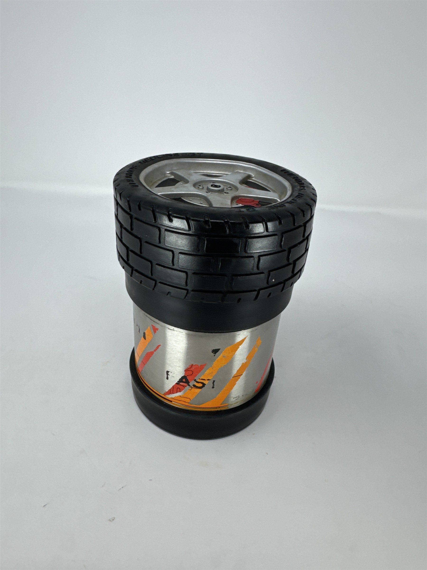 Vintage Thermos Redline GT MPH FAST Stainless Steel Food Jar Tire Top Lid
