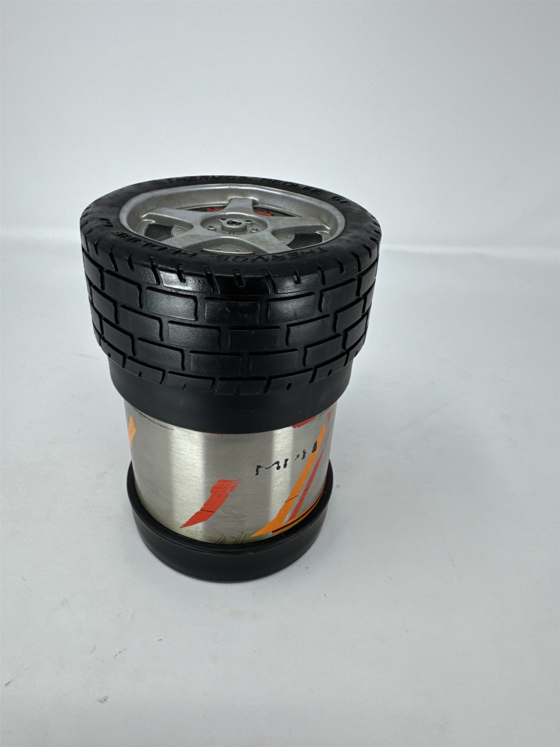 Vintage Thermos Redline GT MPH FAST Stainless Steel Food Jar Tire Top Lid