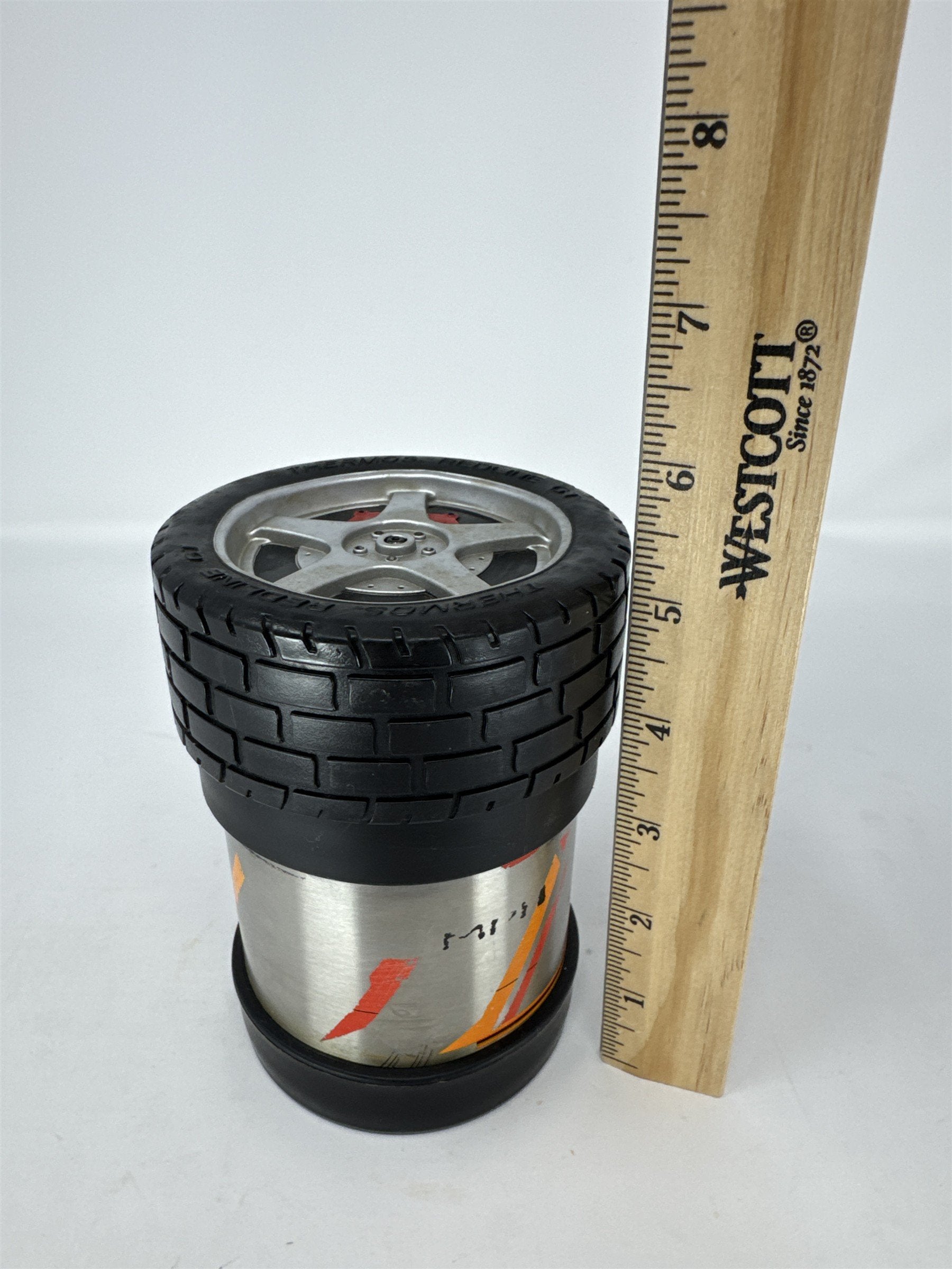 Vintage Thermos Redline GT MPH FAST Stainless Steel Food Jar Tire Top Lid