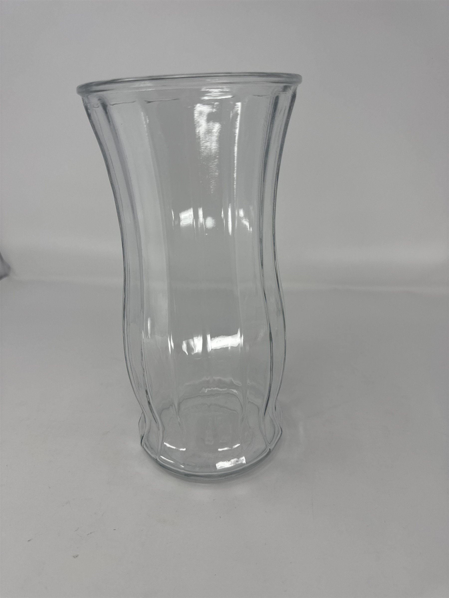 Vintage Clear Body Co. Table Vase Faceted Curved Glass Table Vase