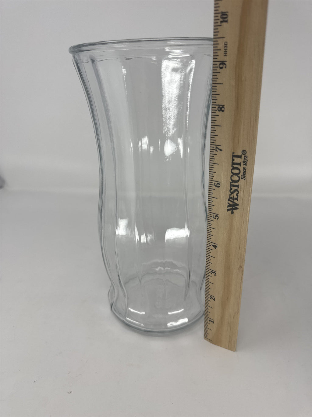 Vintage Clear Body Co. Table Vase Faceted Curved Glass Table Vase