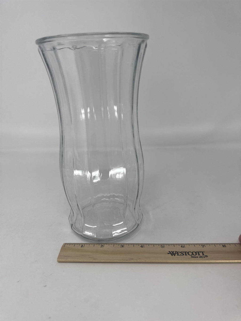 Vintage Clear Body Co. Table Vase Faceted Curved Glass Table Vase