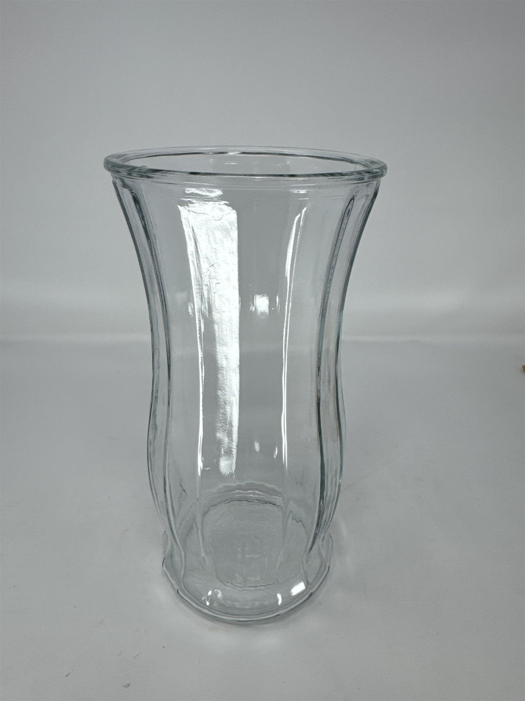 Vintage Clear Body Co. Table Vase Faceted Curved Glass Table Vase