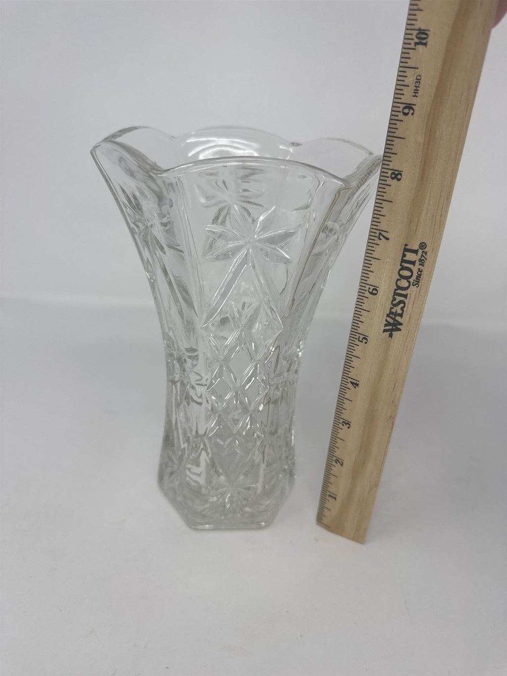Vintage Anchor Hocking Star of David Glass Vase Early American Prescut EAPC