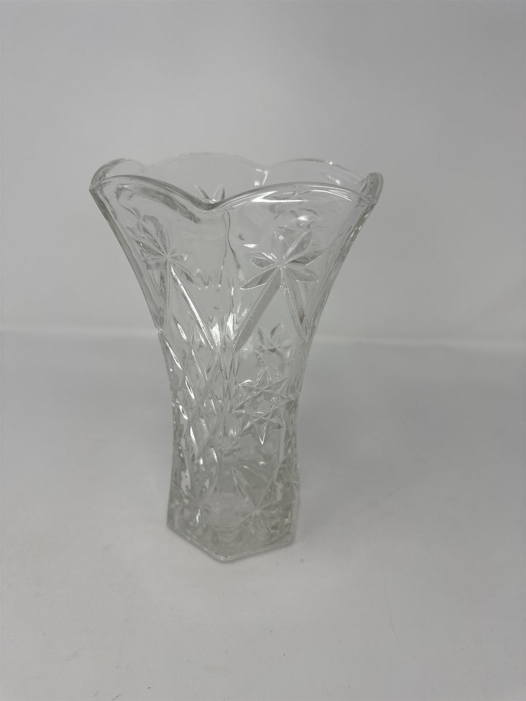 Vintage Anchor Hocking Star of David Glass Vase Early American Prescut EAPC
