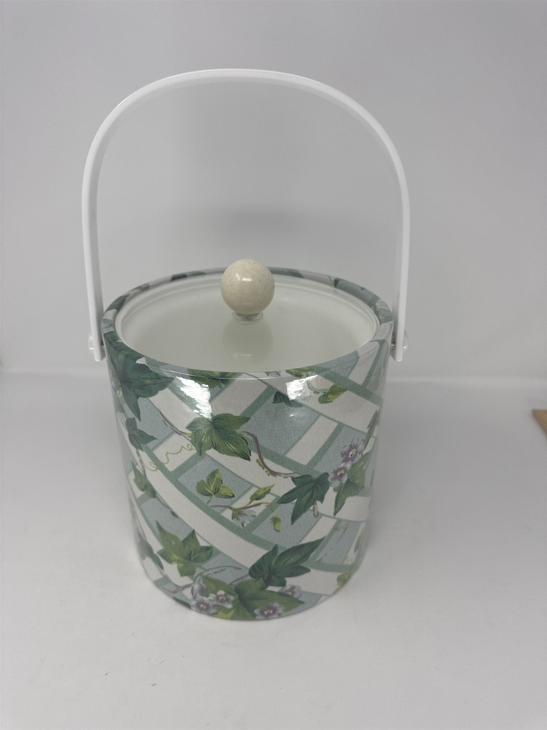 Vintage Kraftware Insulated Ice Bucket Floral Pattern Mid Century Barware