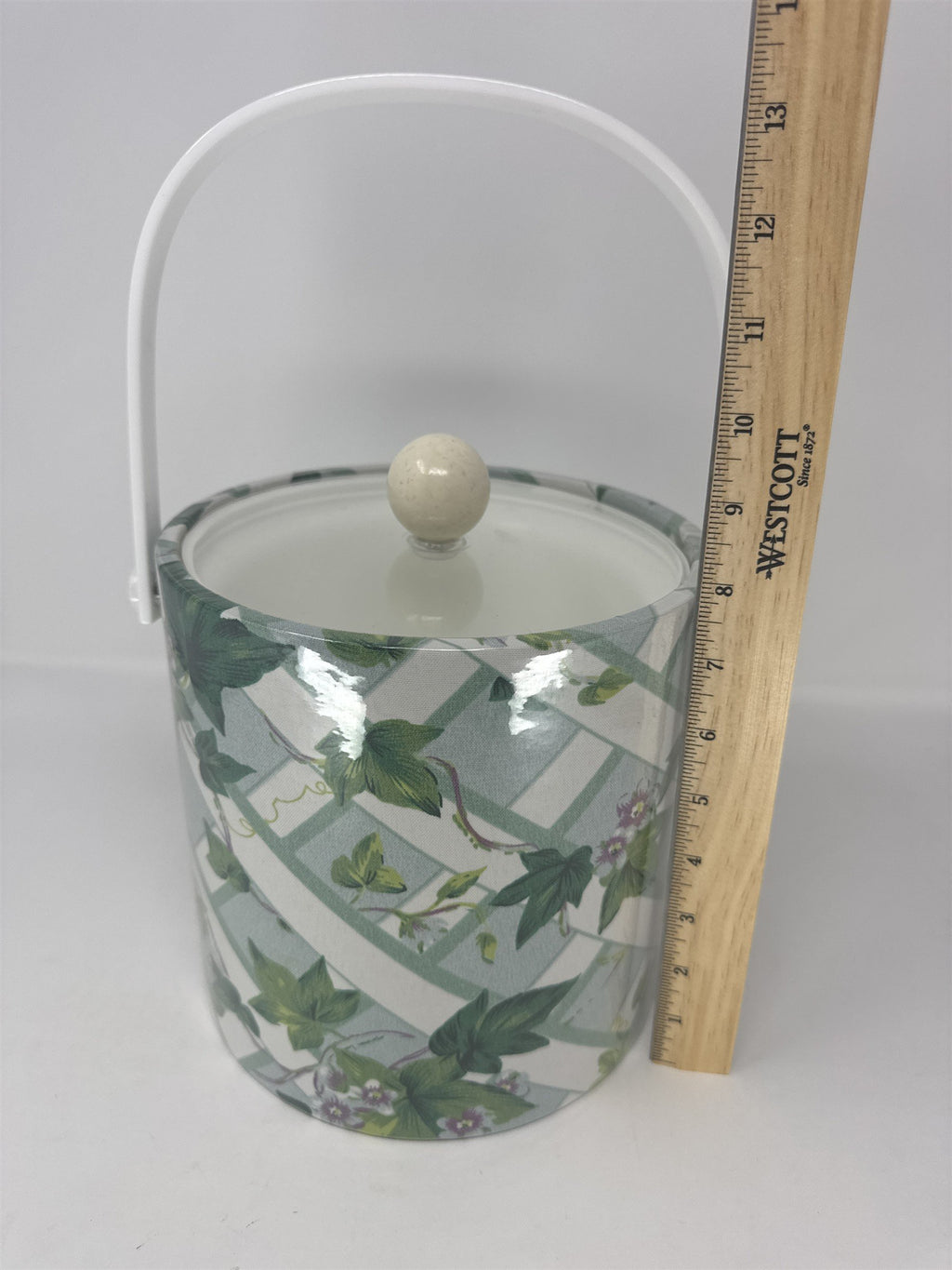 Vintage Kraftware Insulated Ice Bucket Floral Pattern Mid Century Barware