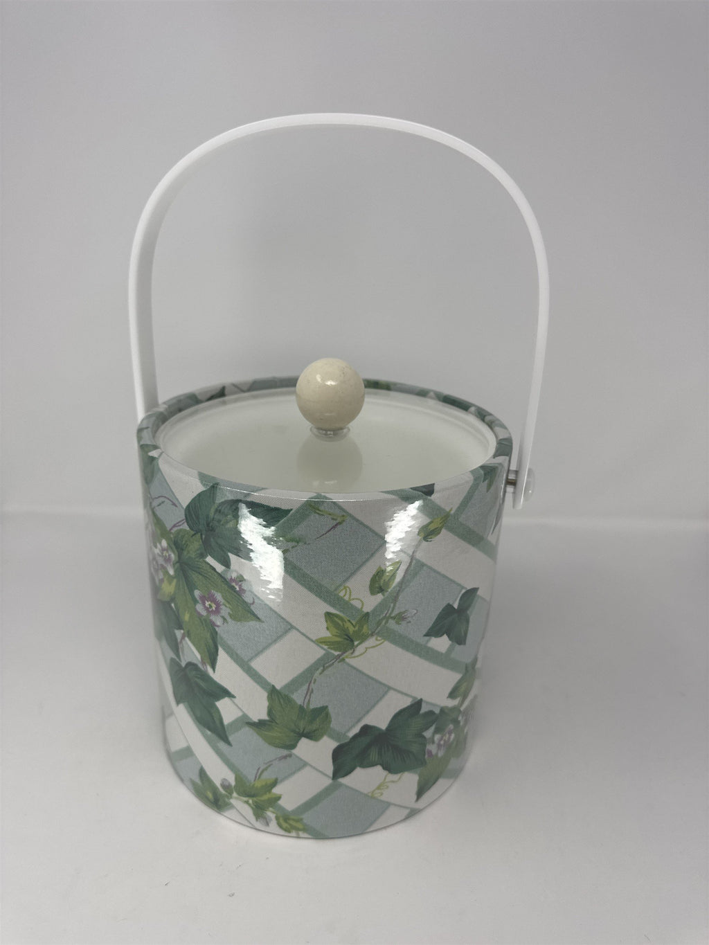 Vintage Kraftware Insulated Ice Bucket Floral Pattern Mid Century Barware