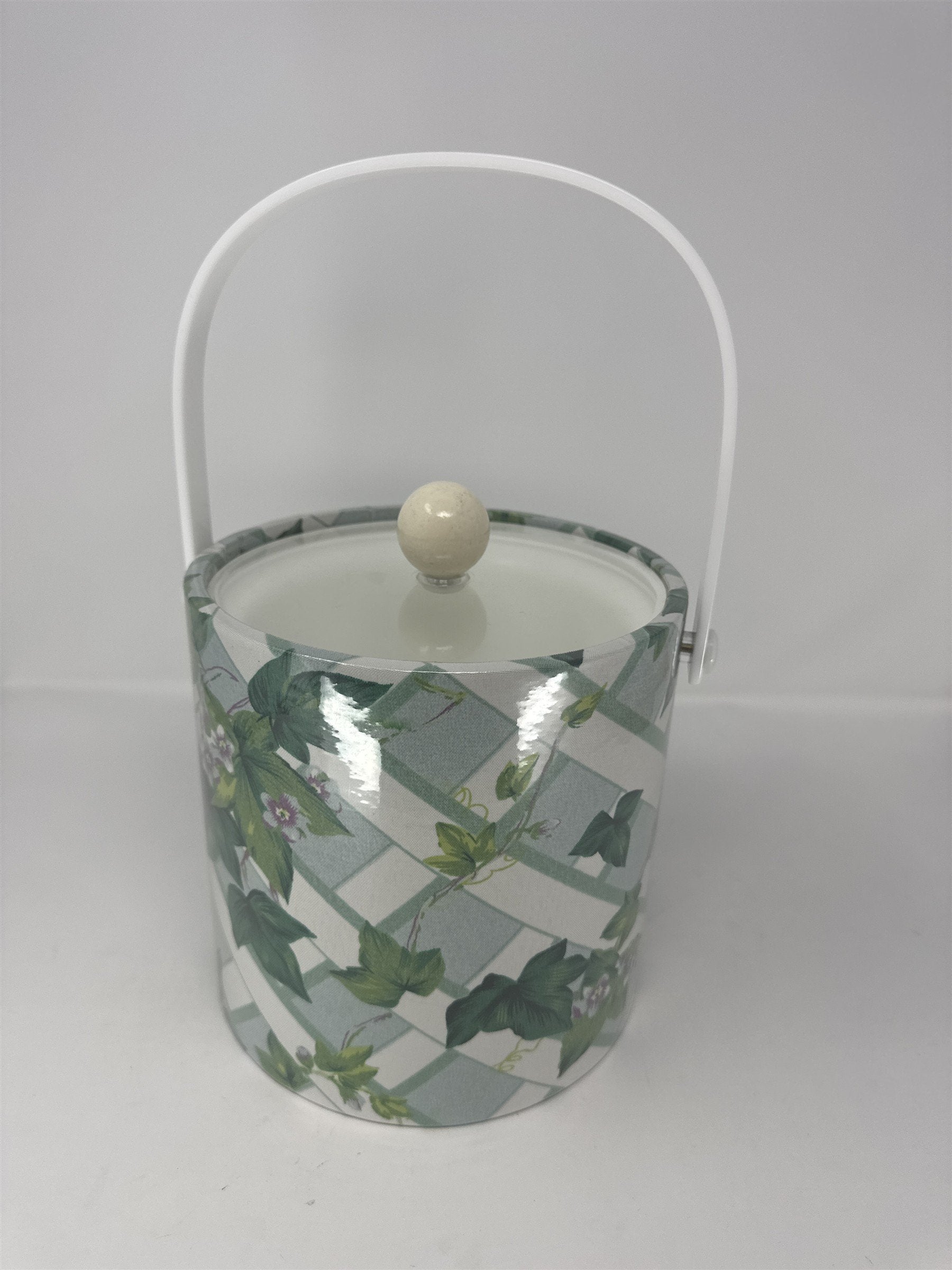 Vintage Kraftware Insulated Ice Bucket Floral Pattern Mid Century Barware