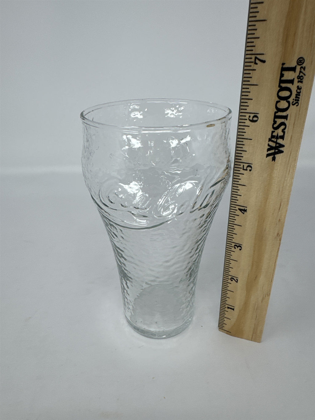Vintage Coca Cola Coke Glass Hammered Pebbled Textured Clear Soda Fountain 6"
