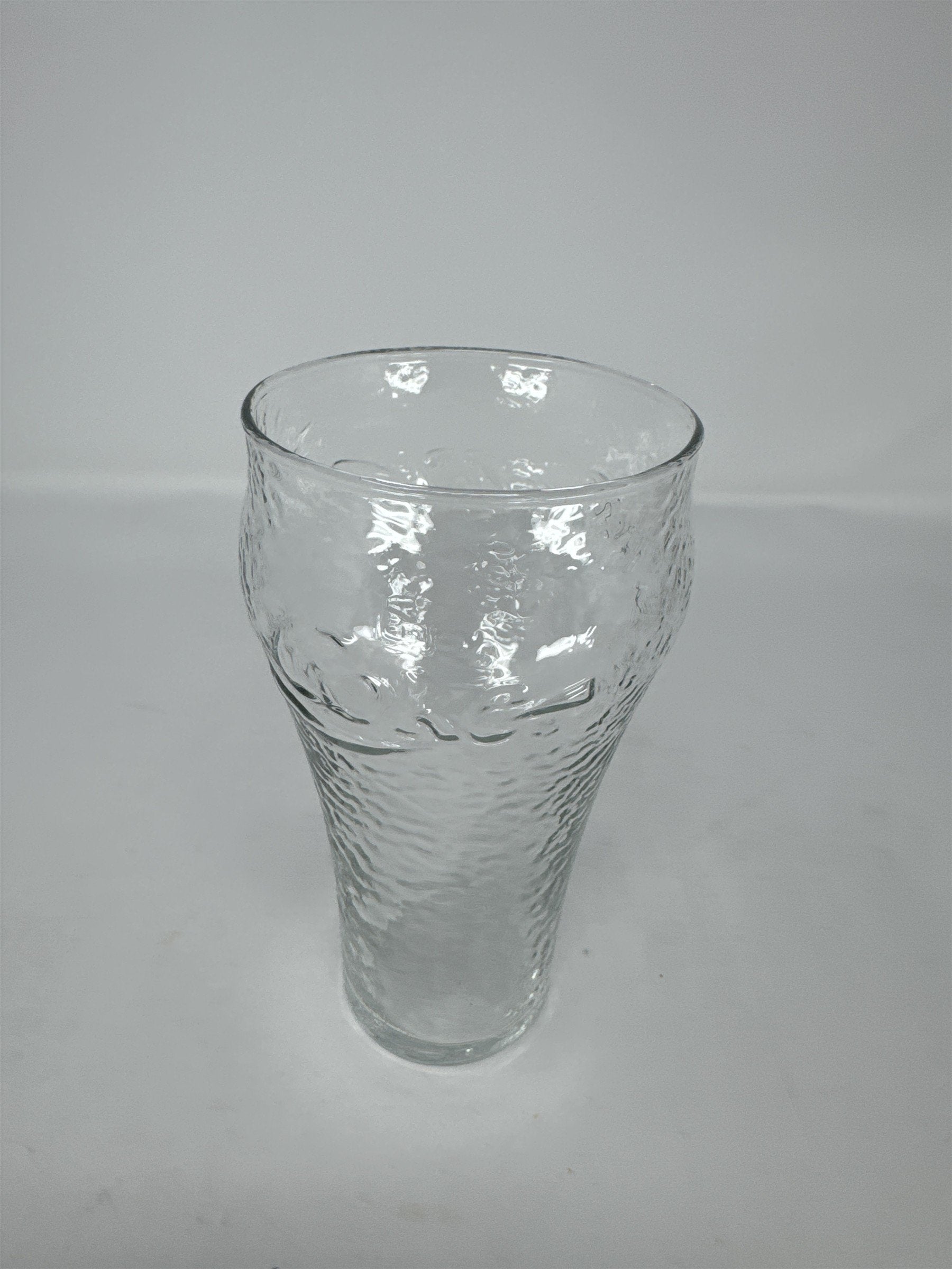 Vintage Coca Cola Coke Glass Hammered Pebbled Textured Clear Soda Fountain 6"