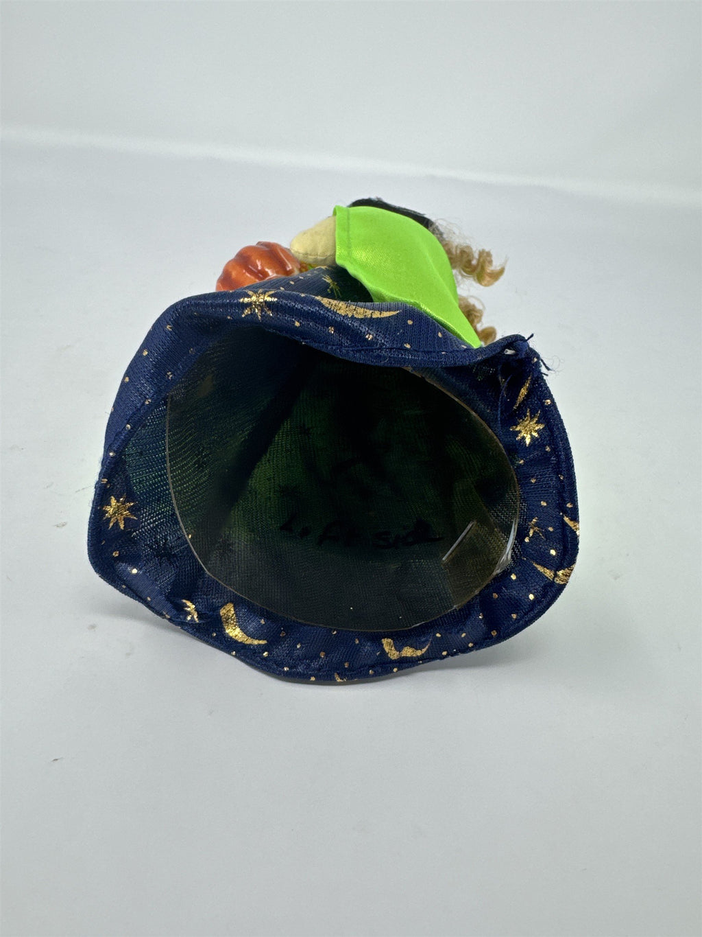 Vtg Halloween Witch Figurine Sunflower Hat Green Cape Celestial Gown Pumpkin