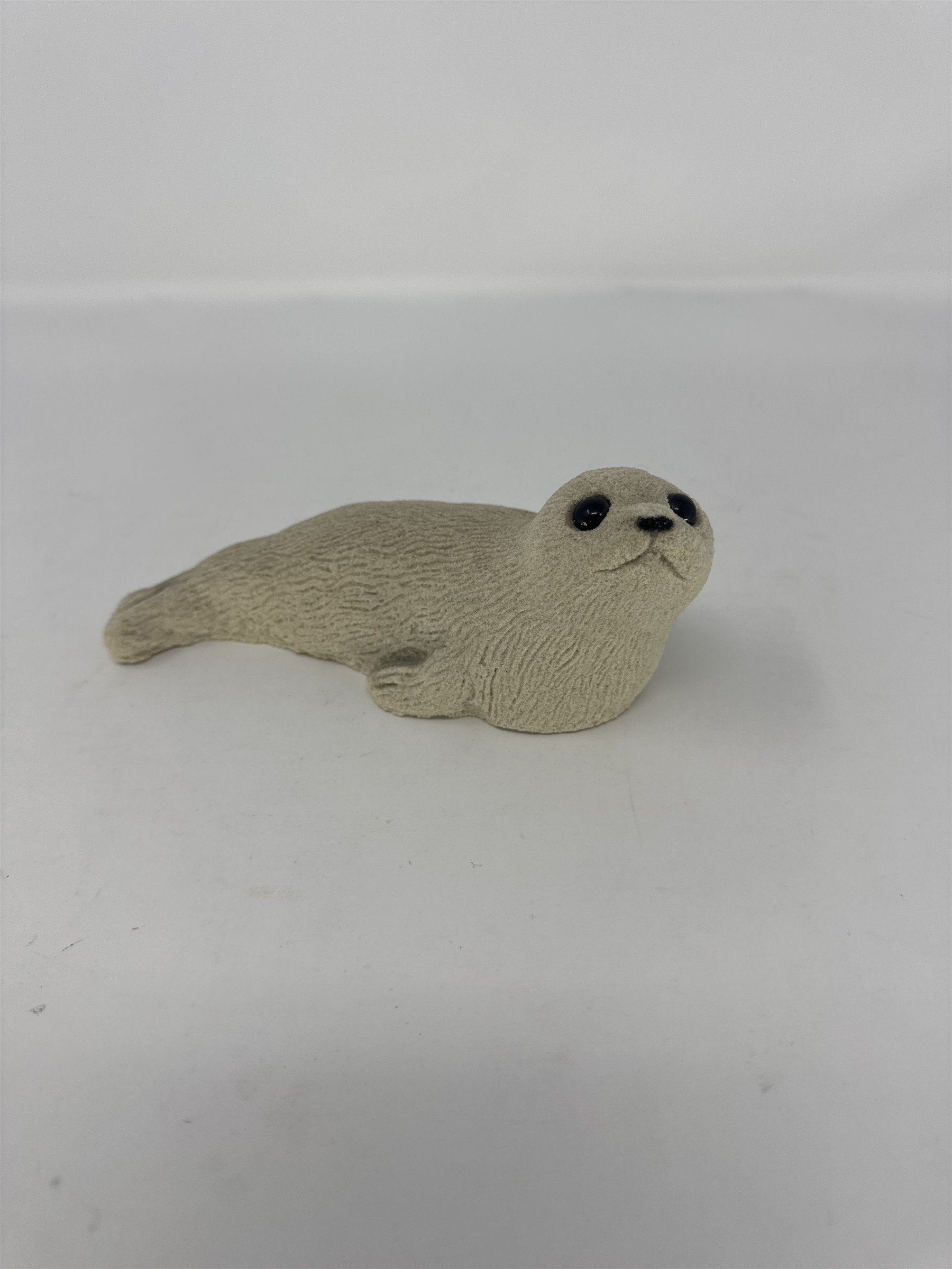 Vintage Sandstone Baby Seal Figurine 6" Textured Stone Look Sea Life Decor Vtg