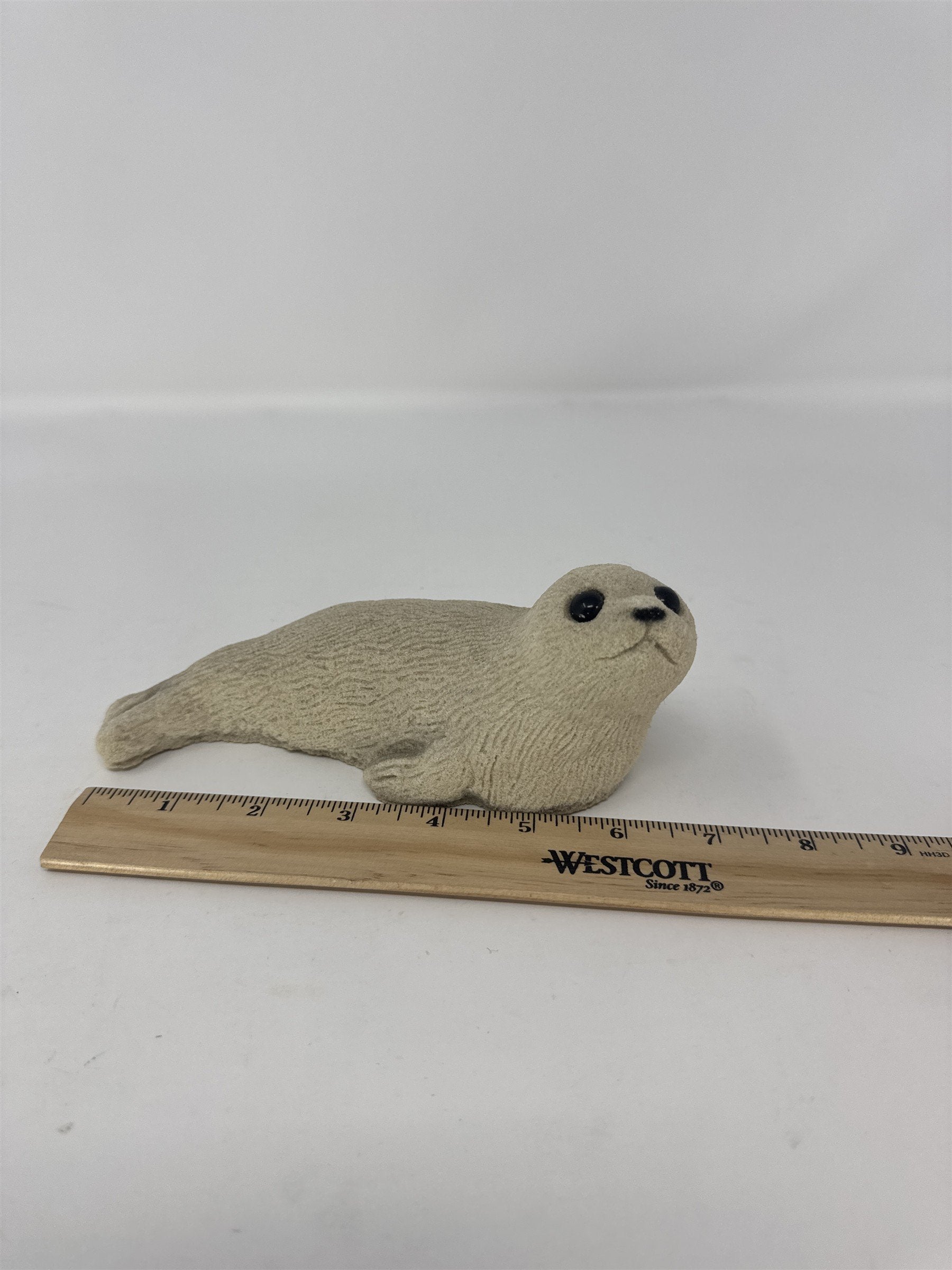 Vintage Sandstone Baby Seal Figurine 6" Textured Stone Look Sea Life Decor Vtg