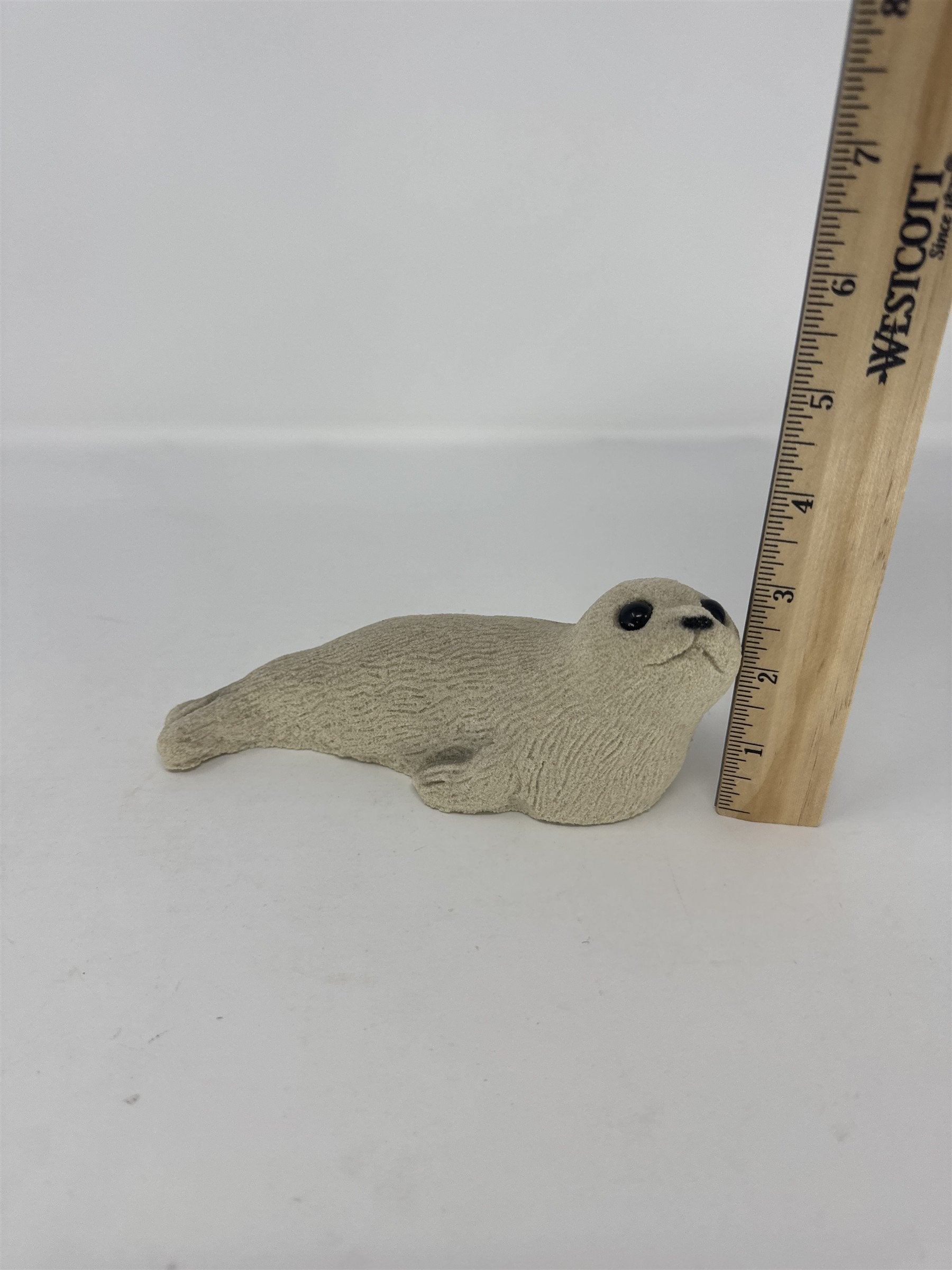 Vintage Sandstone Baby Seal Figurine 6" Textured Stone Look Sea Life Decor Vtg